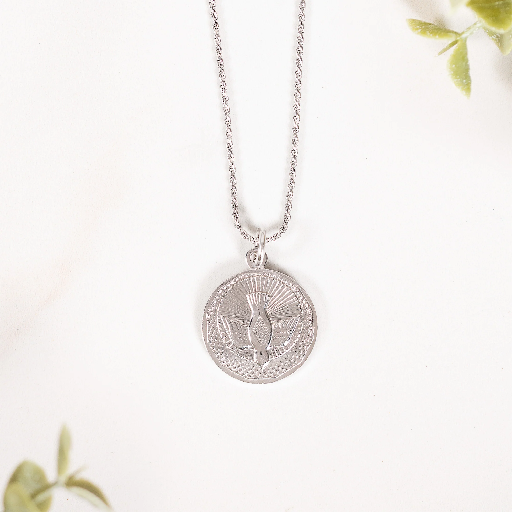 Italian Holy Spirit Medallion Necklace