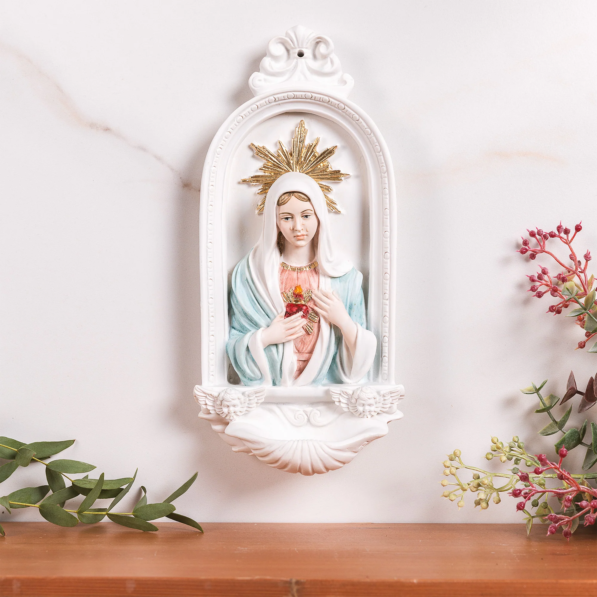 Italian Immaculate Heart Holy Water Font - White or Multicolored - Image 2
