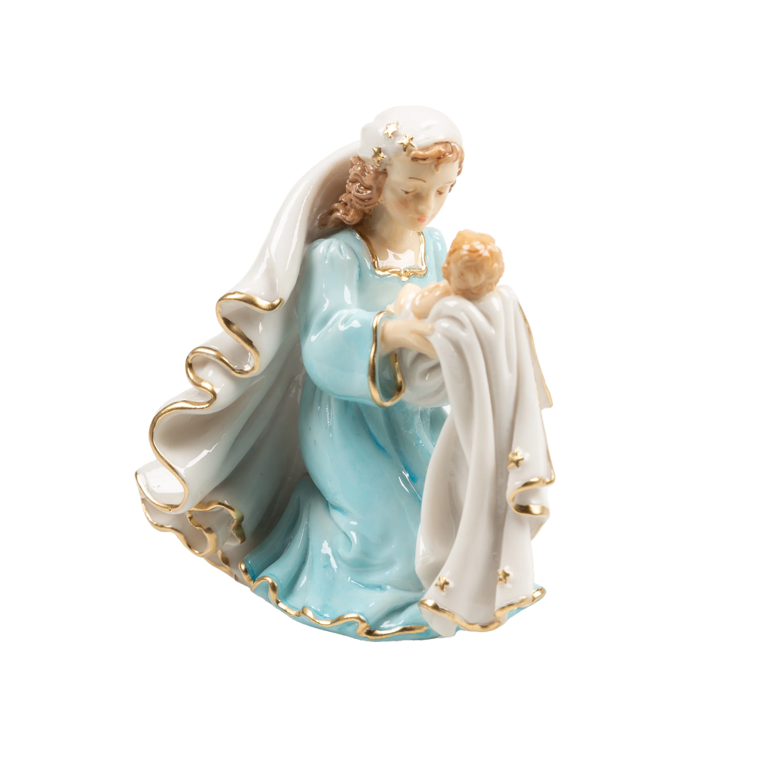 Italian Kneeling Madonna & Child Figurine in Color- 4" - Image 2