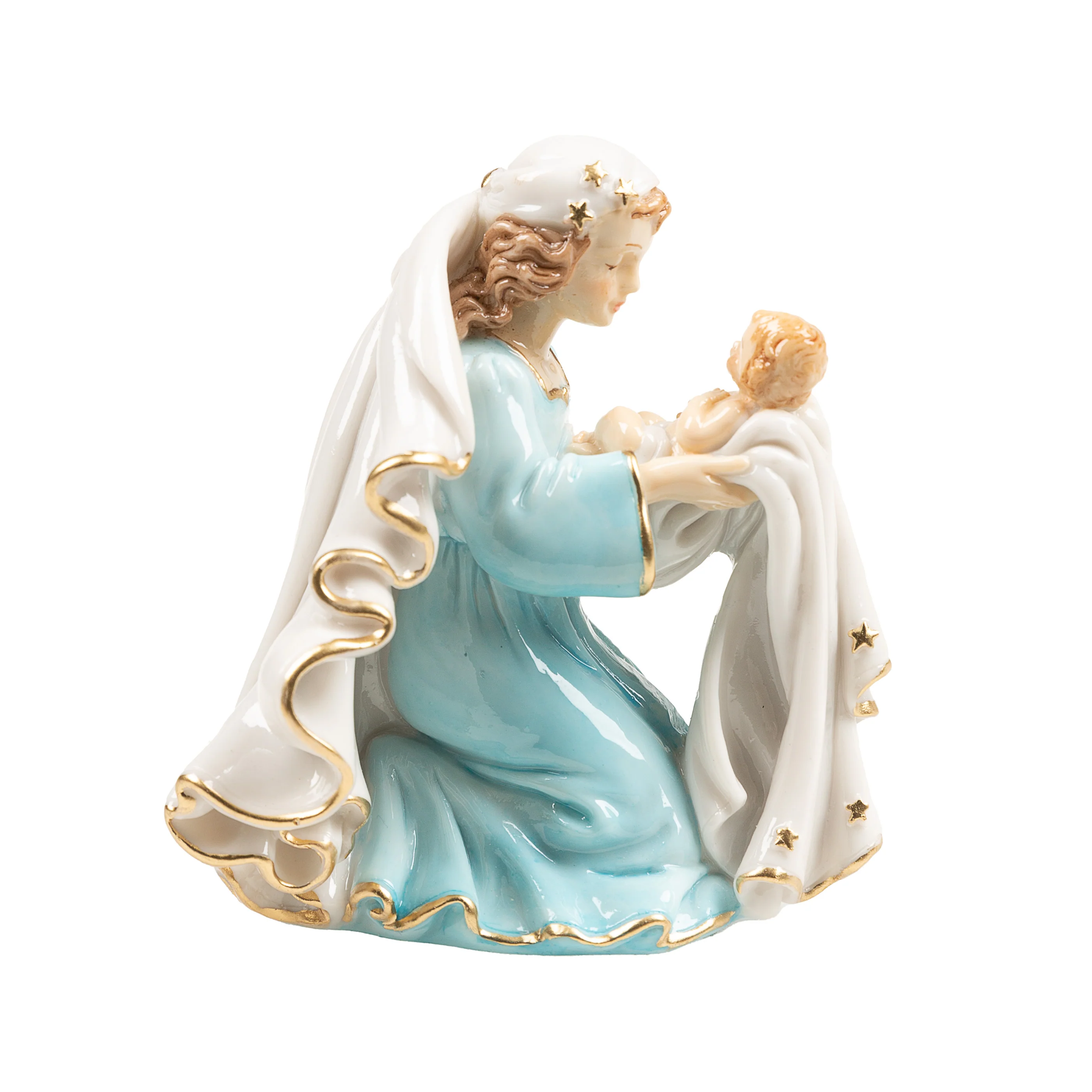 Italian Kneeling Madonna & Child Figurine in Color- 4" - Image 3