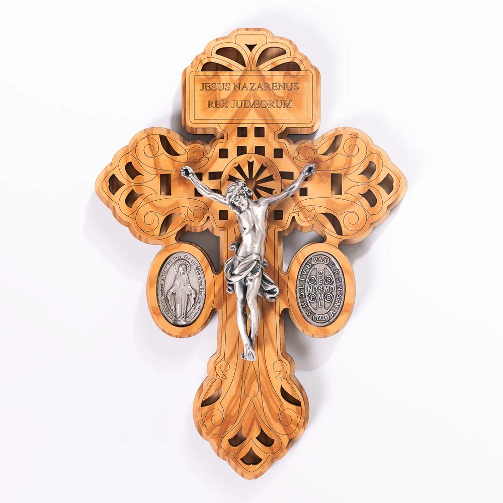 Italian Laser Cut Pardon Wall Crucifix - 9.45"