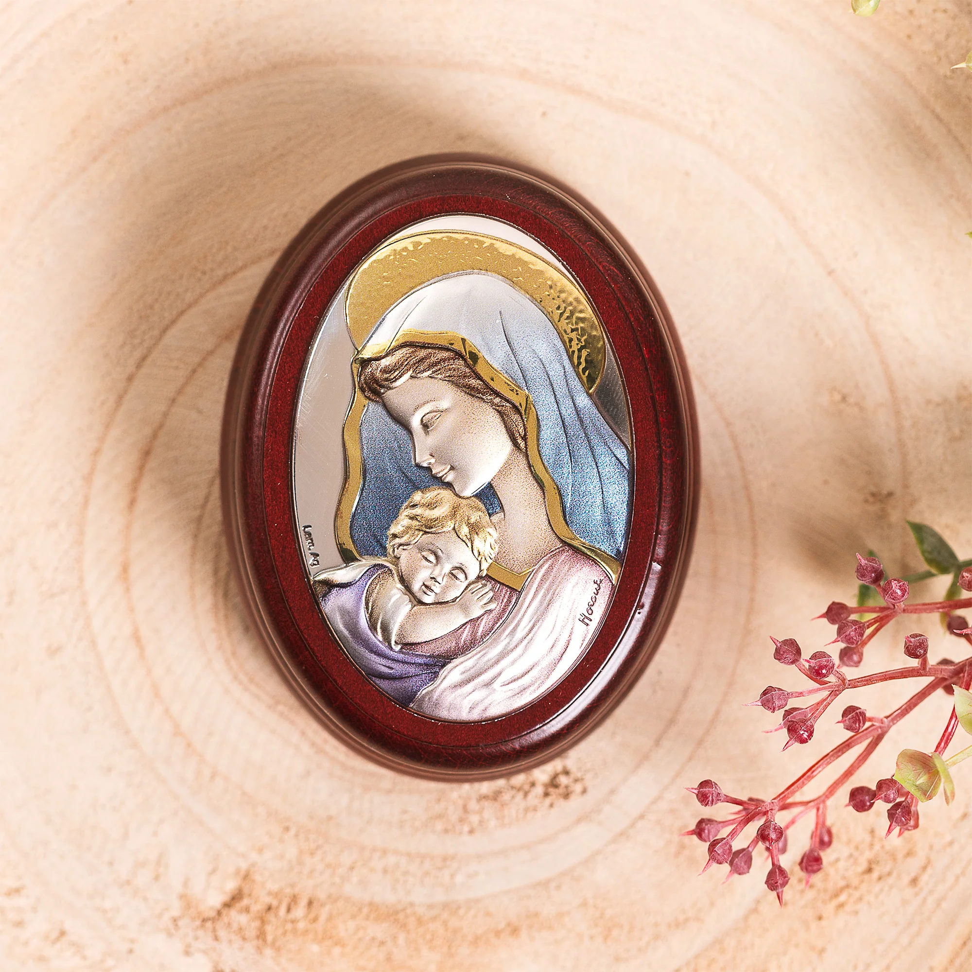 Italian Madonna & Child Rosary Box & Rosary Set - Image 2