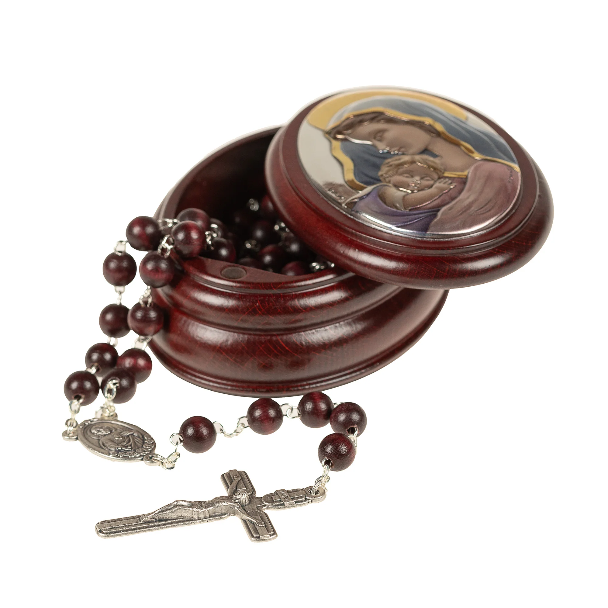 Italian Madonna & Child Rosary Box & Rosary Set - Image 5