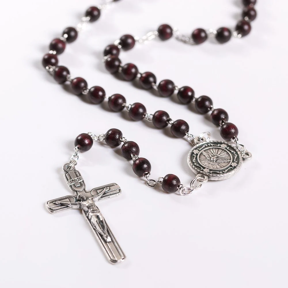 Italian Mahogany Divine Mercy Rosary & Matching Rosary Box Set - Image 4