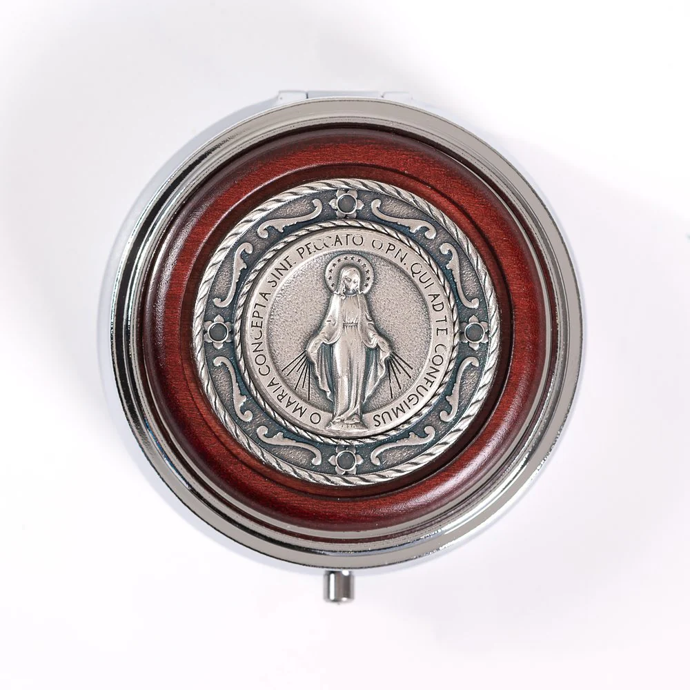 Italian Mahogany Miraculous Medal Rosary & Matching Rosary Box Set - Image 2