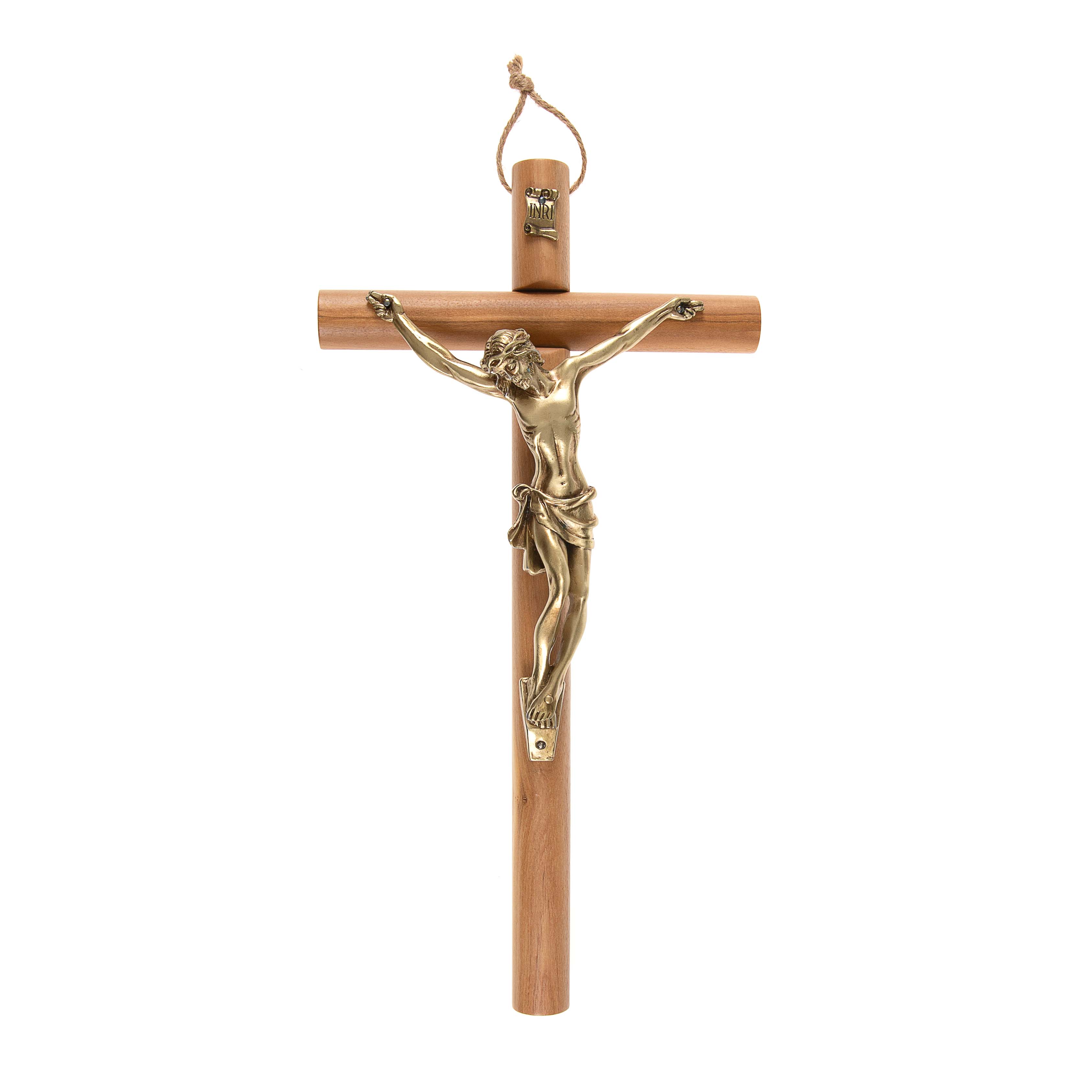Italian Olive Wood & Bronze Crucifix - 13" - Image 3