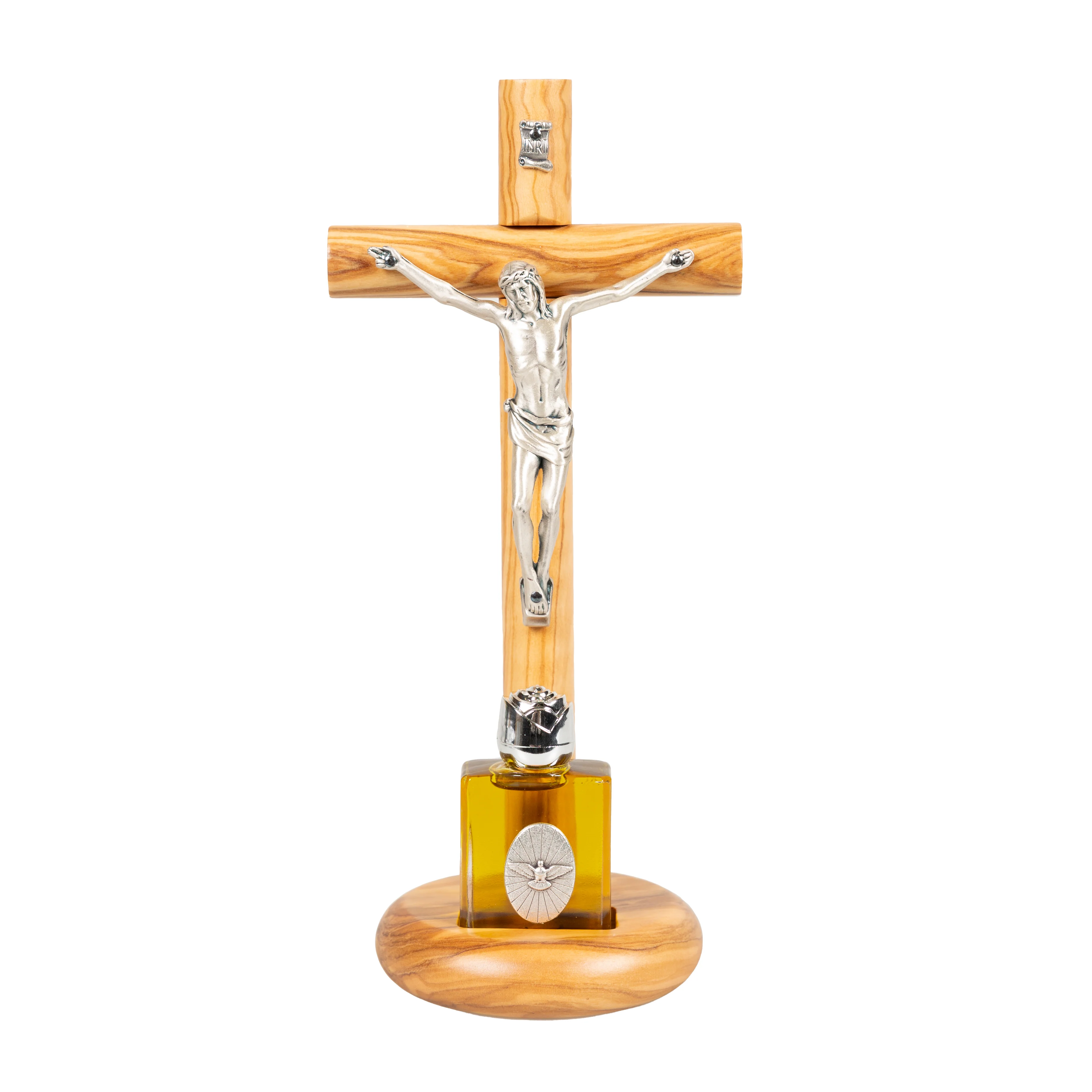 Italian Olive Wood Crucifix & Oil Display - 8.6" - Image 2