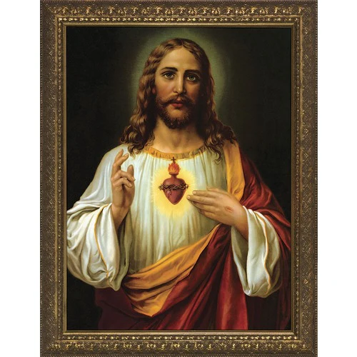 Italian Sacred Heart in Gold Frame - Various Sizes - Image 2