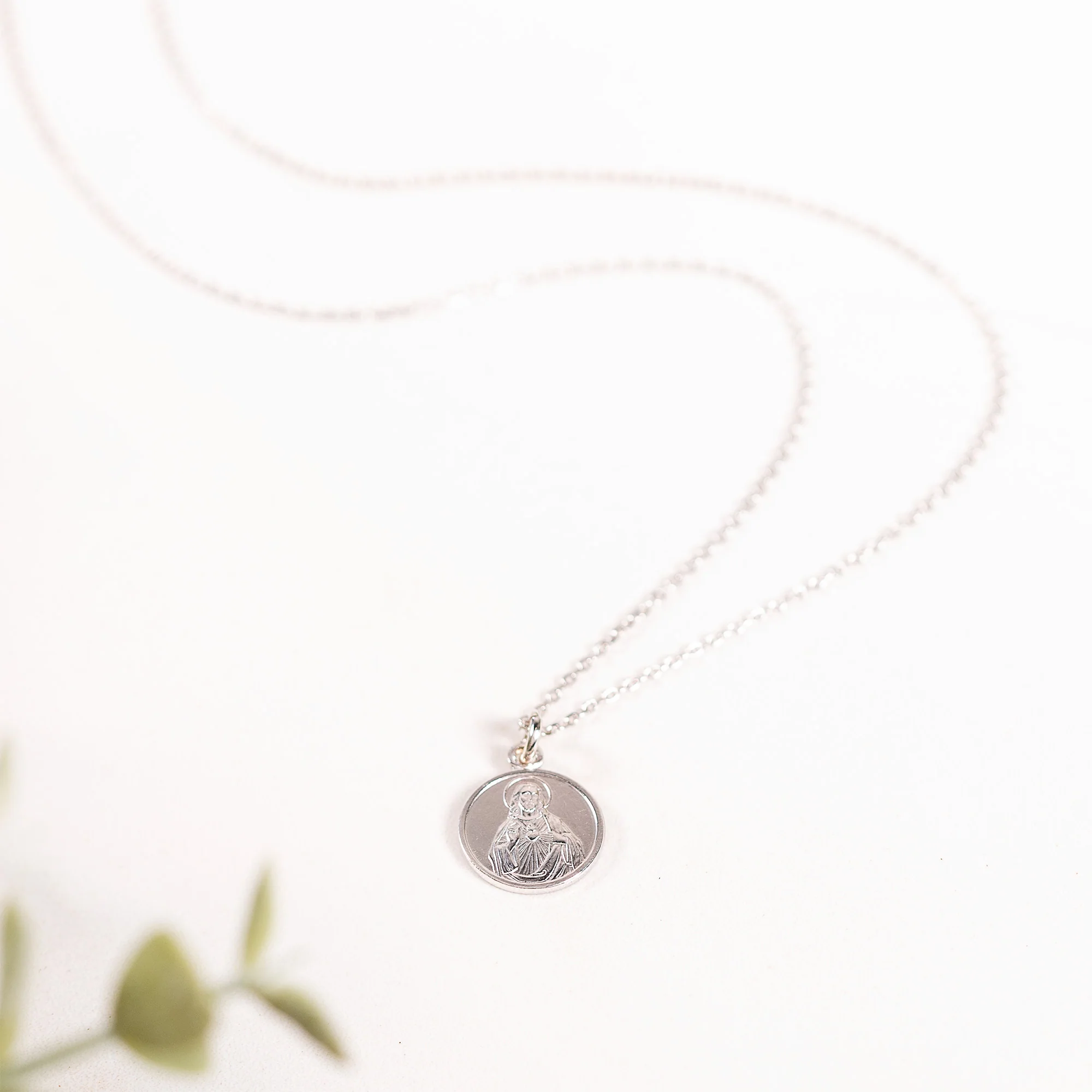 Italian Sacred Heart Medal Necklace