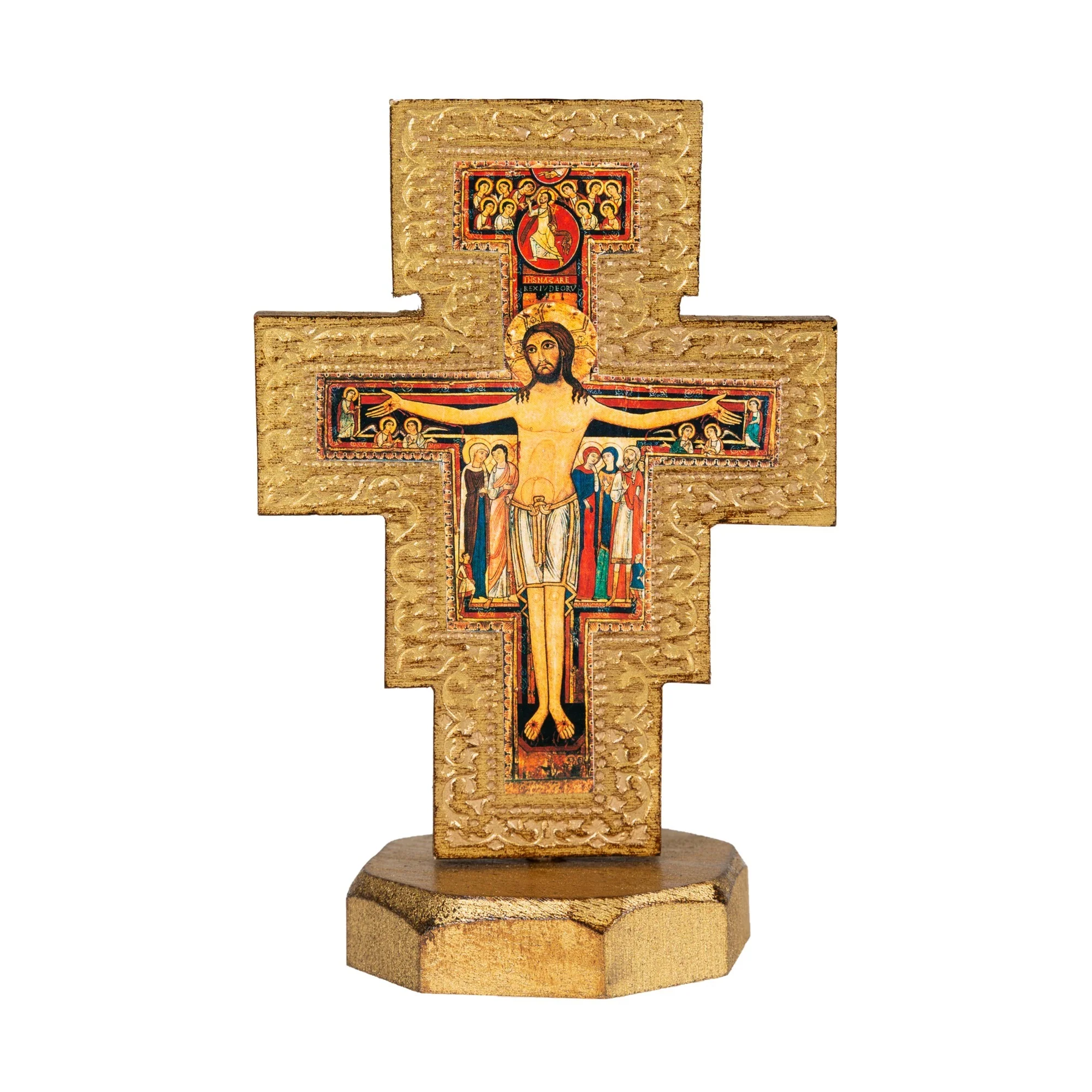 Italian San Damiano Crucifix on Octagonal Base - Image 2