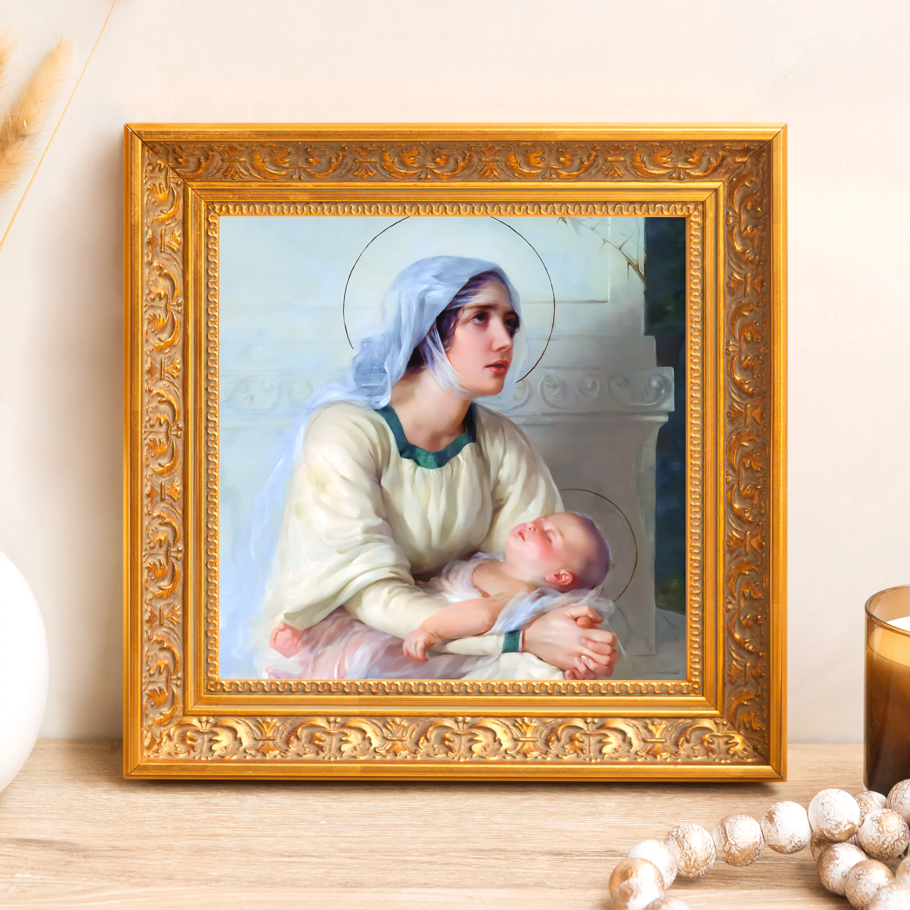 Italian School Madonna & Child Framed Canvas - Sacred Mini Collection