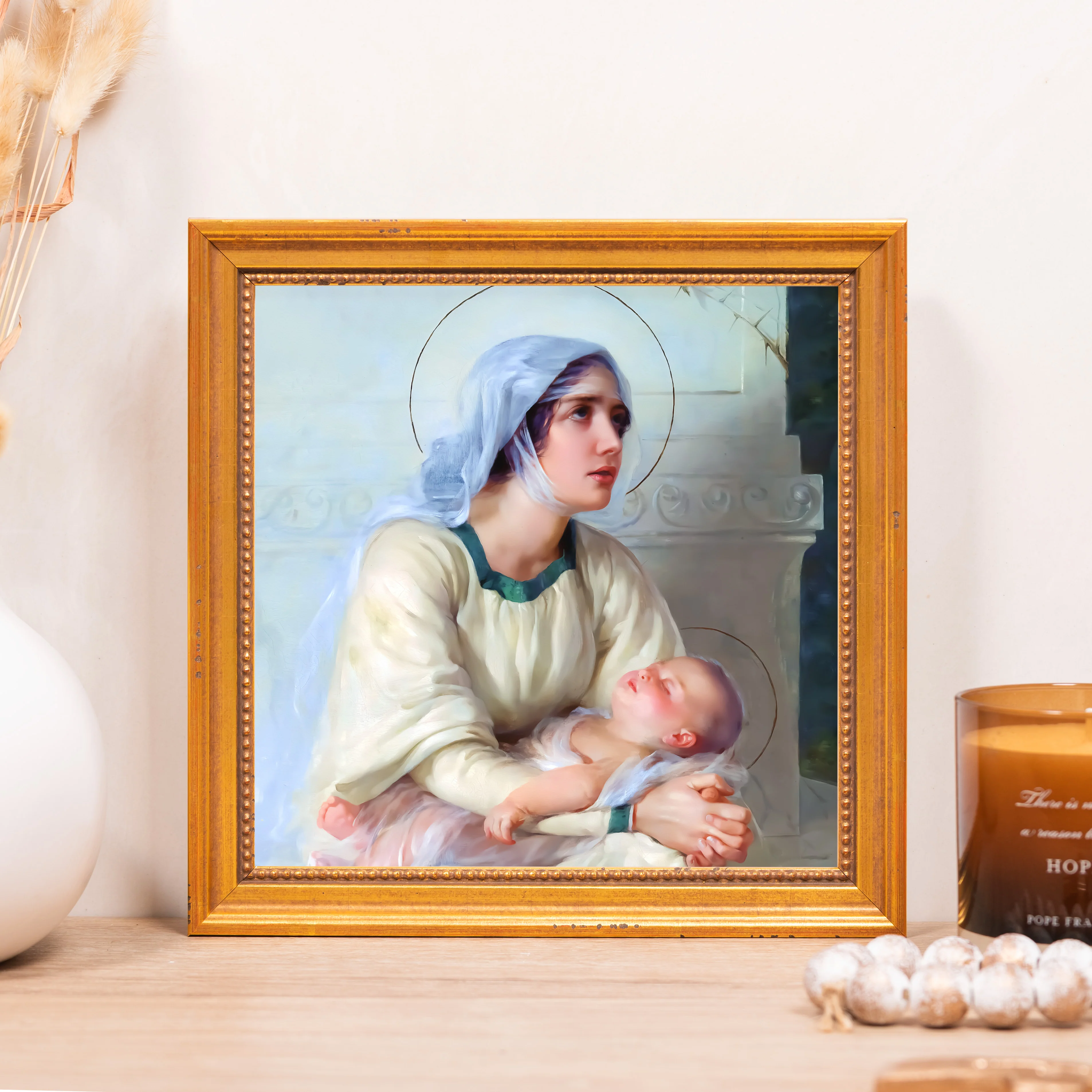 Italian School Madonna & Child Framed Canvas - Sacred Mini Collection - Image 5