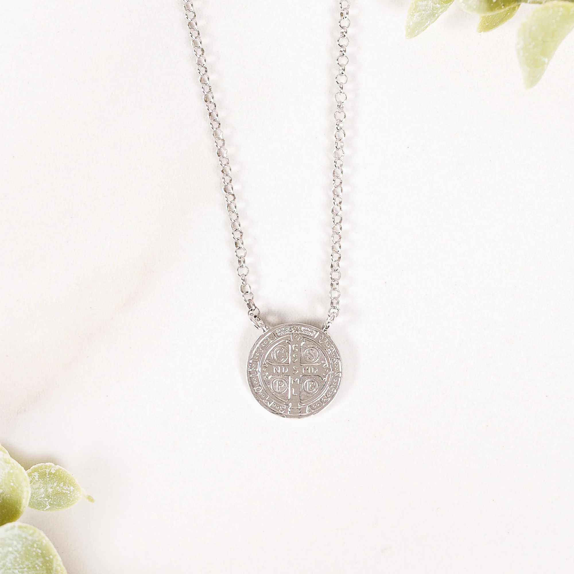 Italian St. Benedict Medal Necklace - Sterling or Gold/Sterling - Image 2