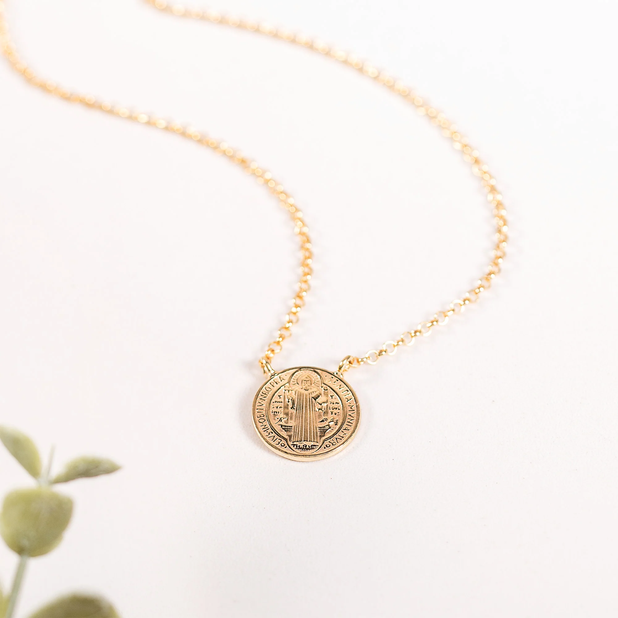 Italian St. Benedict Medal Necklace - Sterling or Gold/Sterling - Image 3
