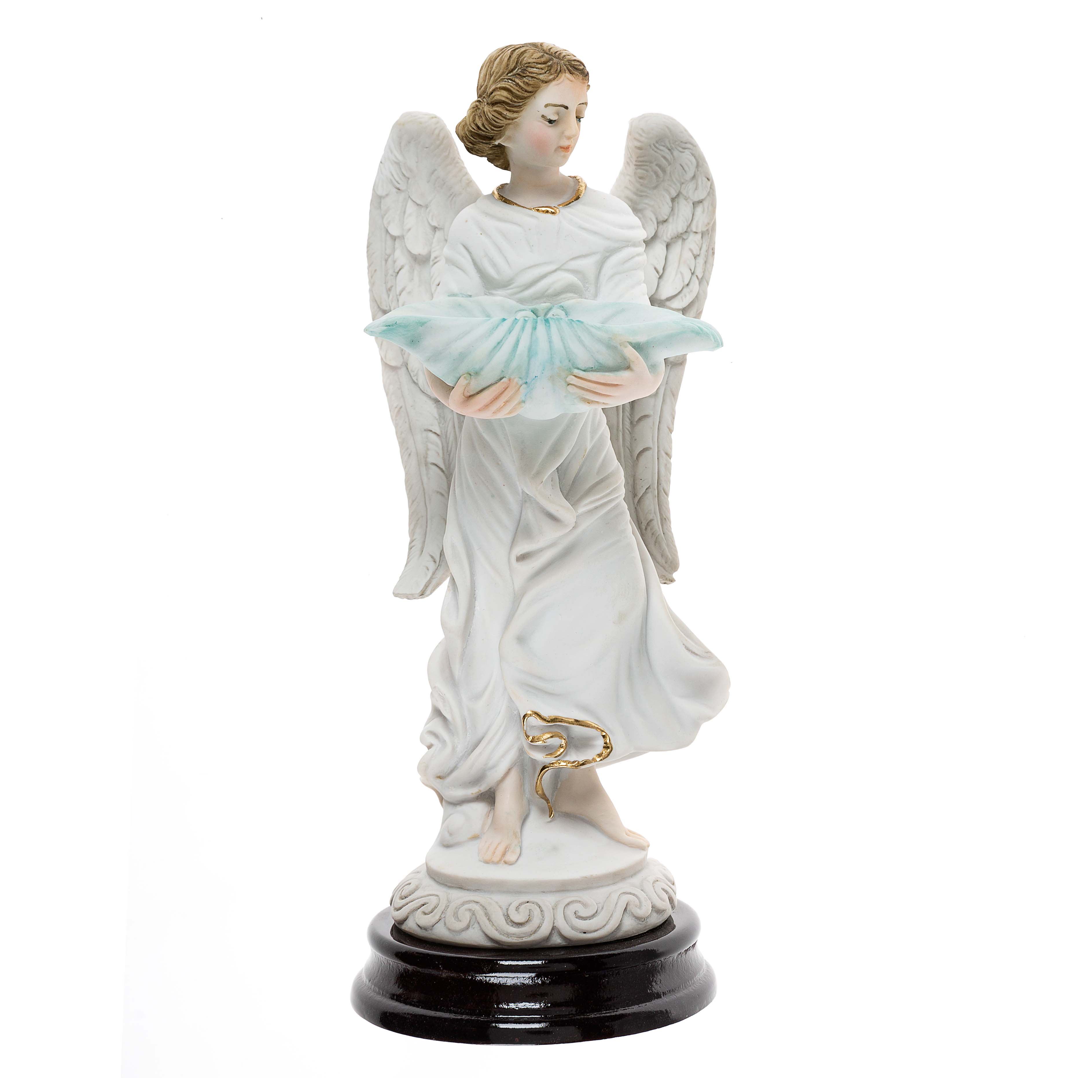 Italian Standing Angel Statue & Holy Water Font - 9.5" - Image 2
