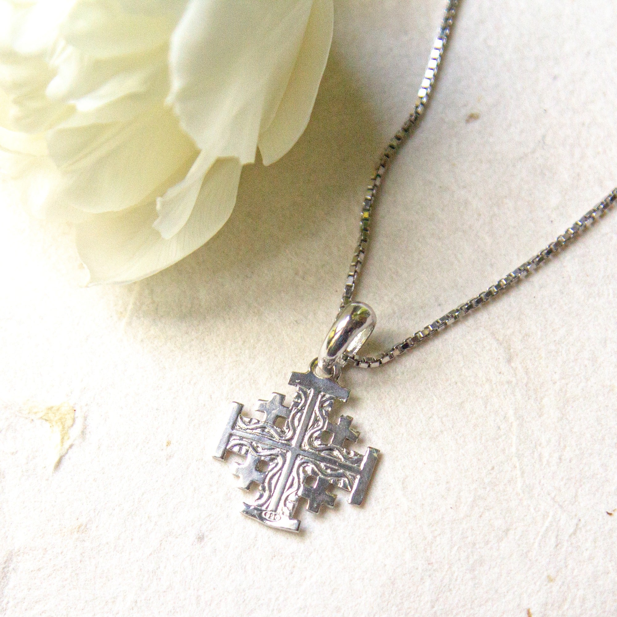 Italian Sterling Jerusalem Cross Necklace - Image 3