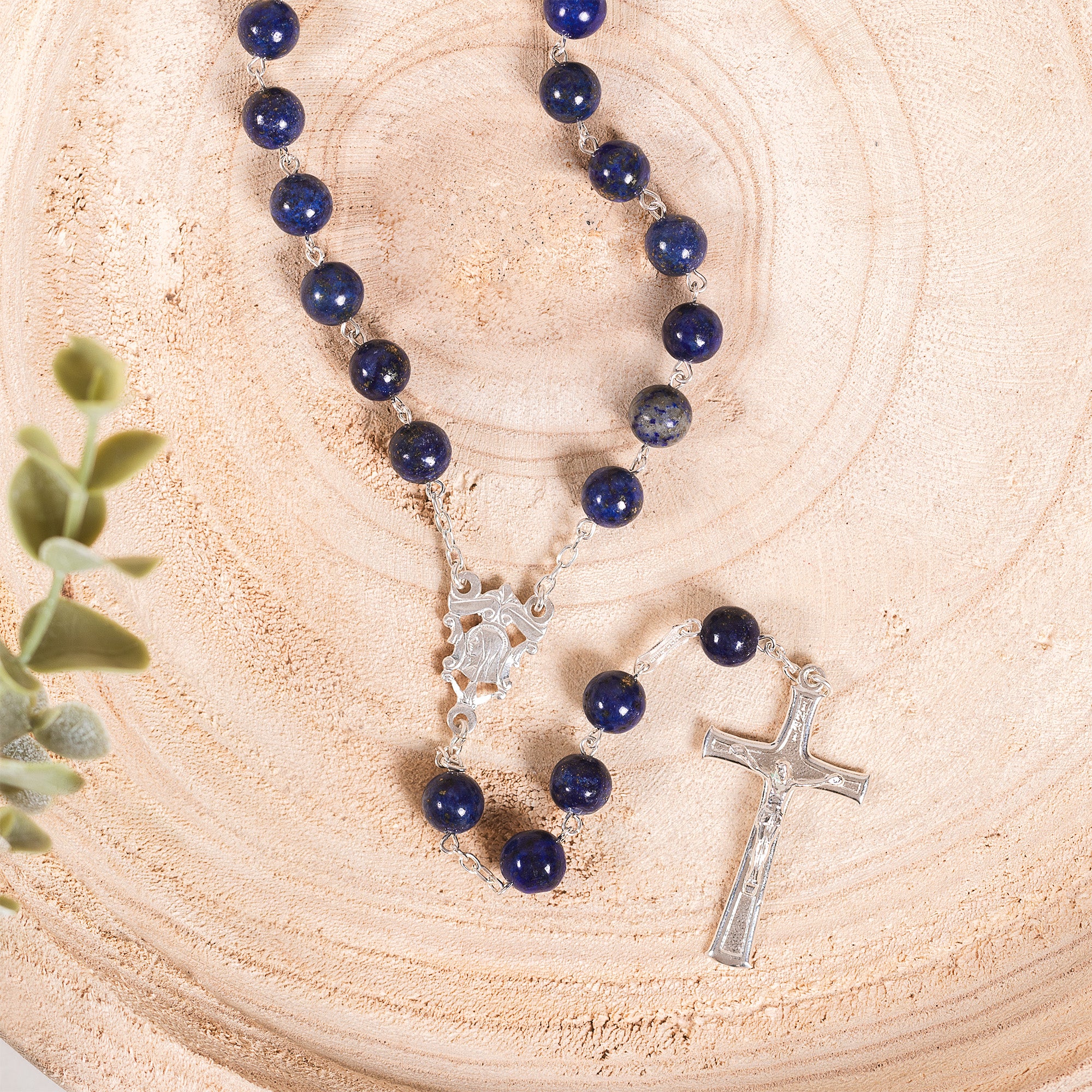 Italian Sterling Silver Blue Gemstone Rosary - Image 2