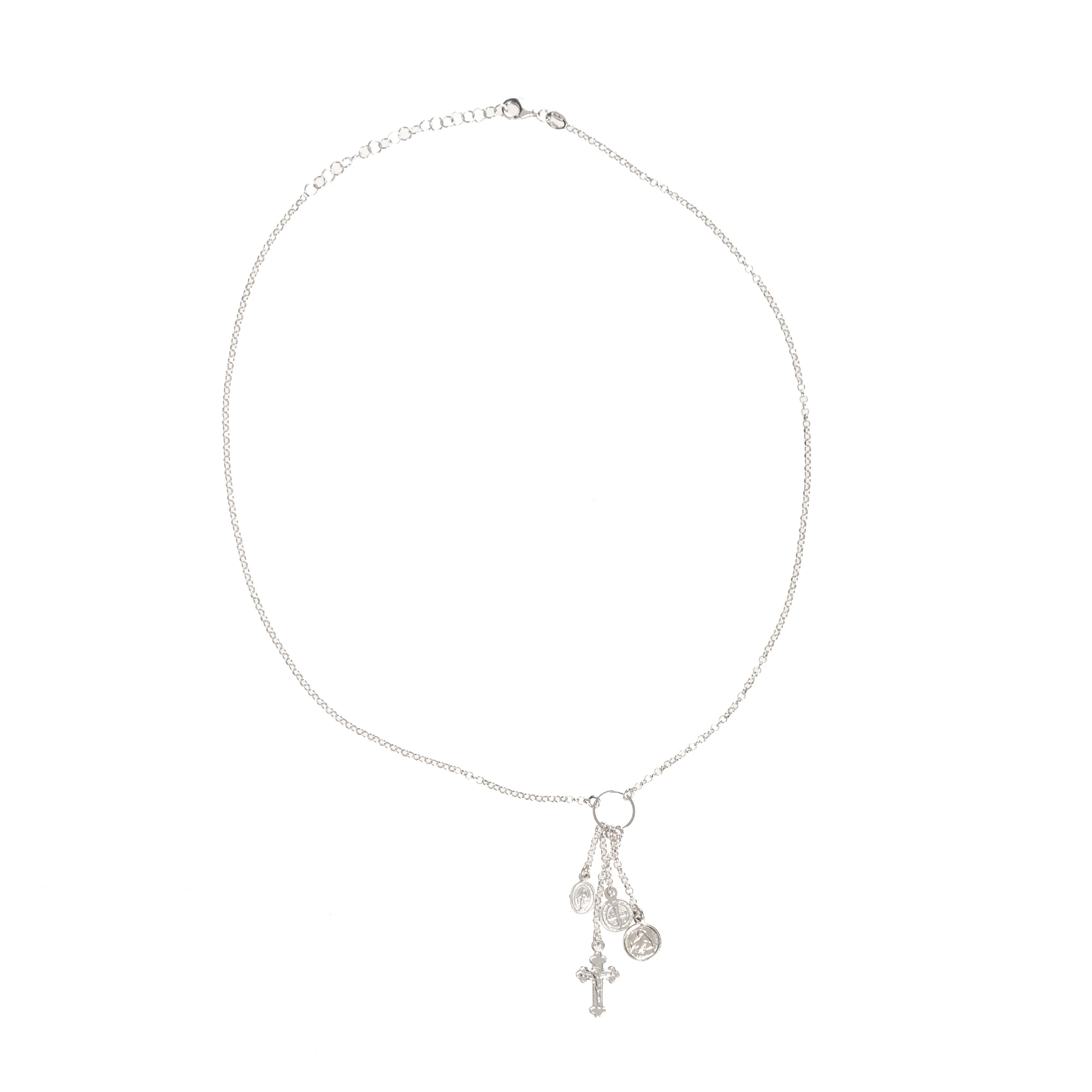Italian Sterling Silver Holy Medals Necklace - Image 3