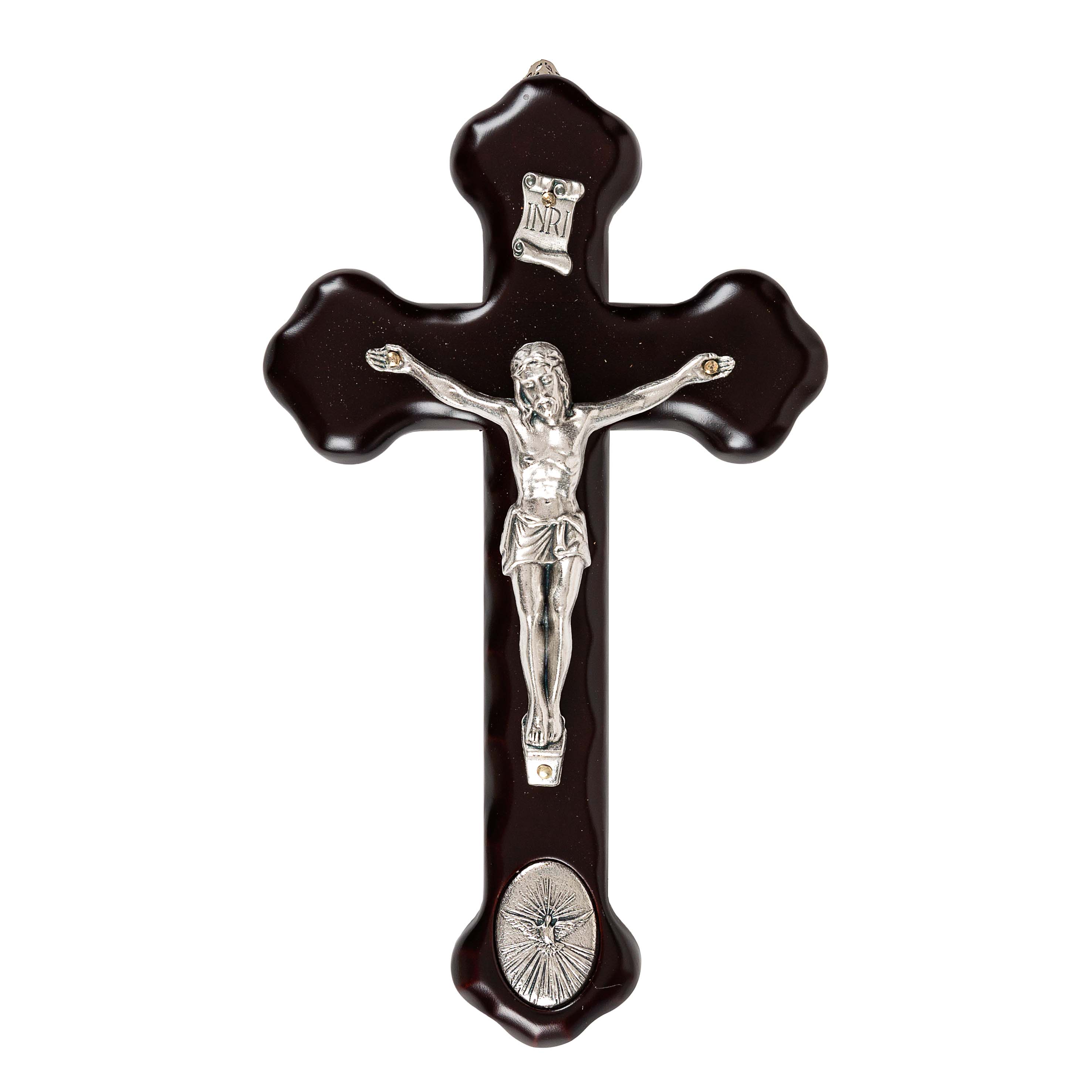 Italian Wall Crucifix with Silver Confirmation Medal - 8"