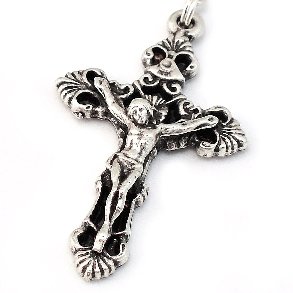 Italian Wood and Silver Plated St. Joseph Rosary - Image 2