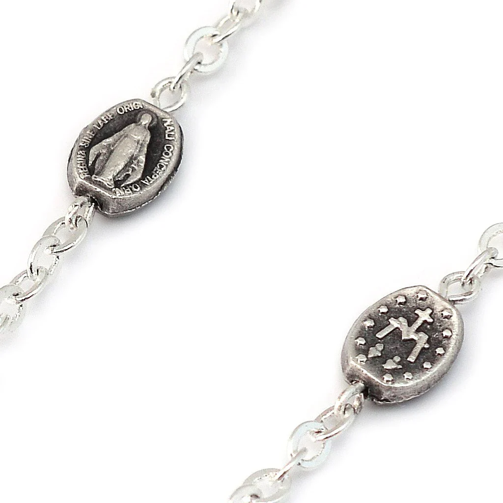 Italian Wood and Silver Plated St. Joseph Rosary - Image 3