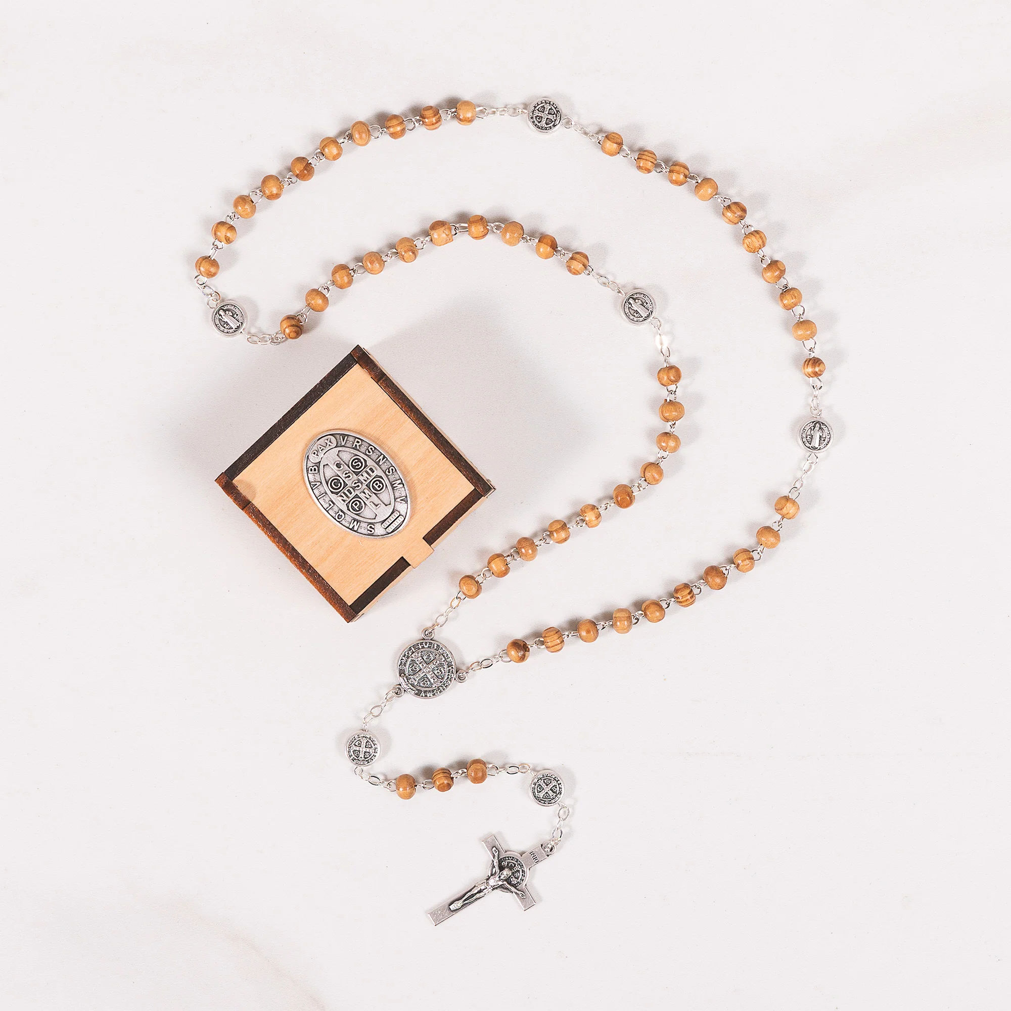 Italian Wood Rosary & St. Benedict Rosary Box - Image 2