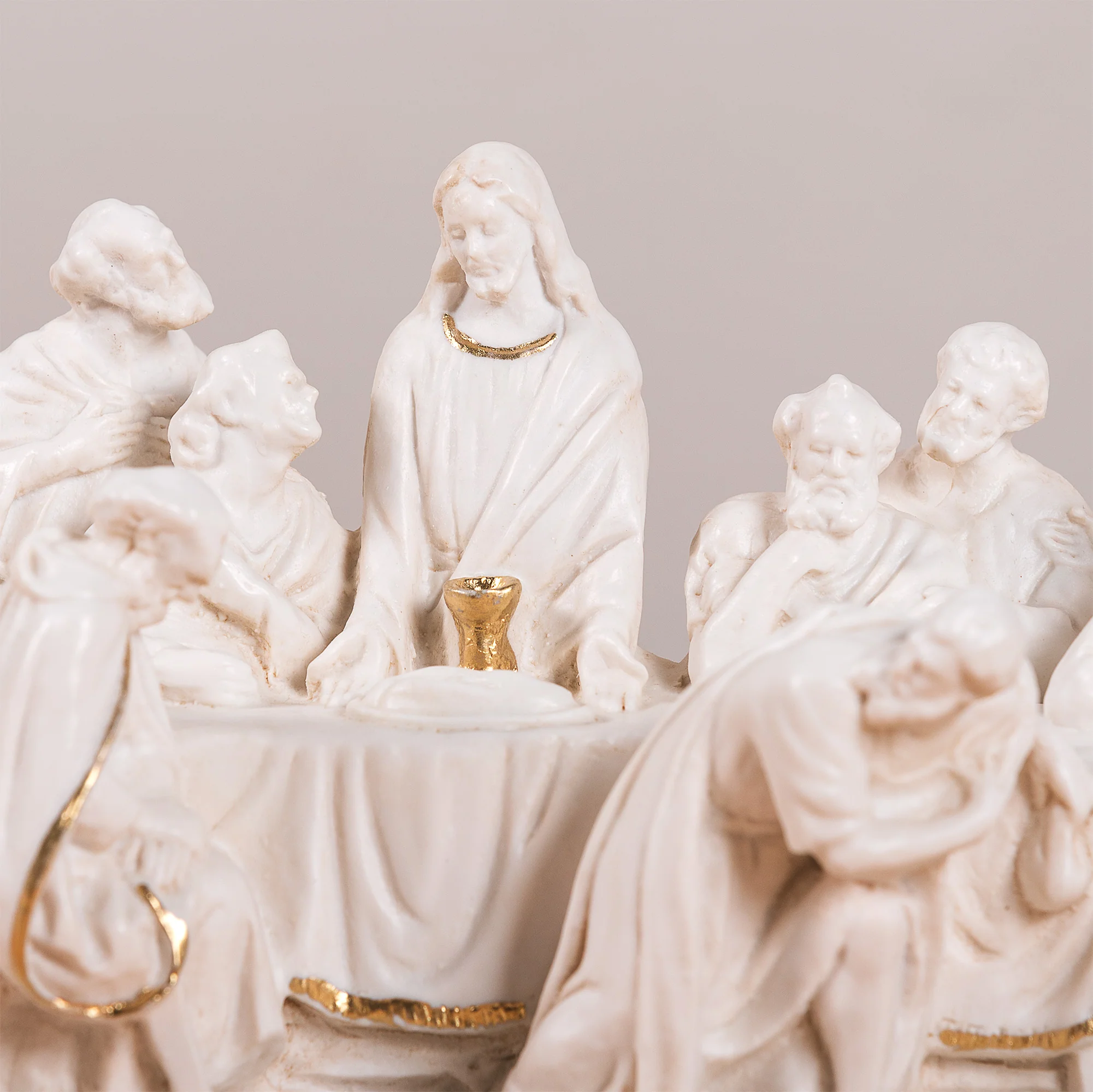Ivory & Gold Last Supper Sculpture - 10.2" - Image 3