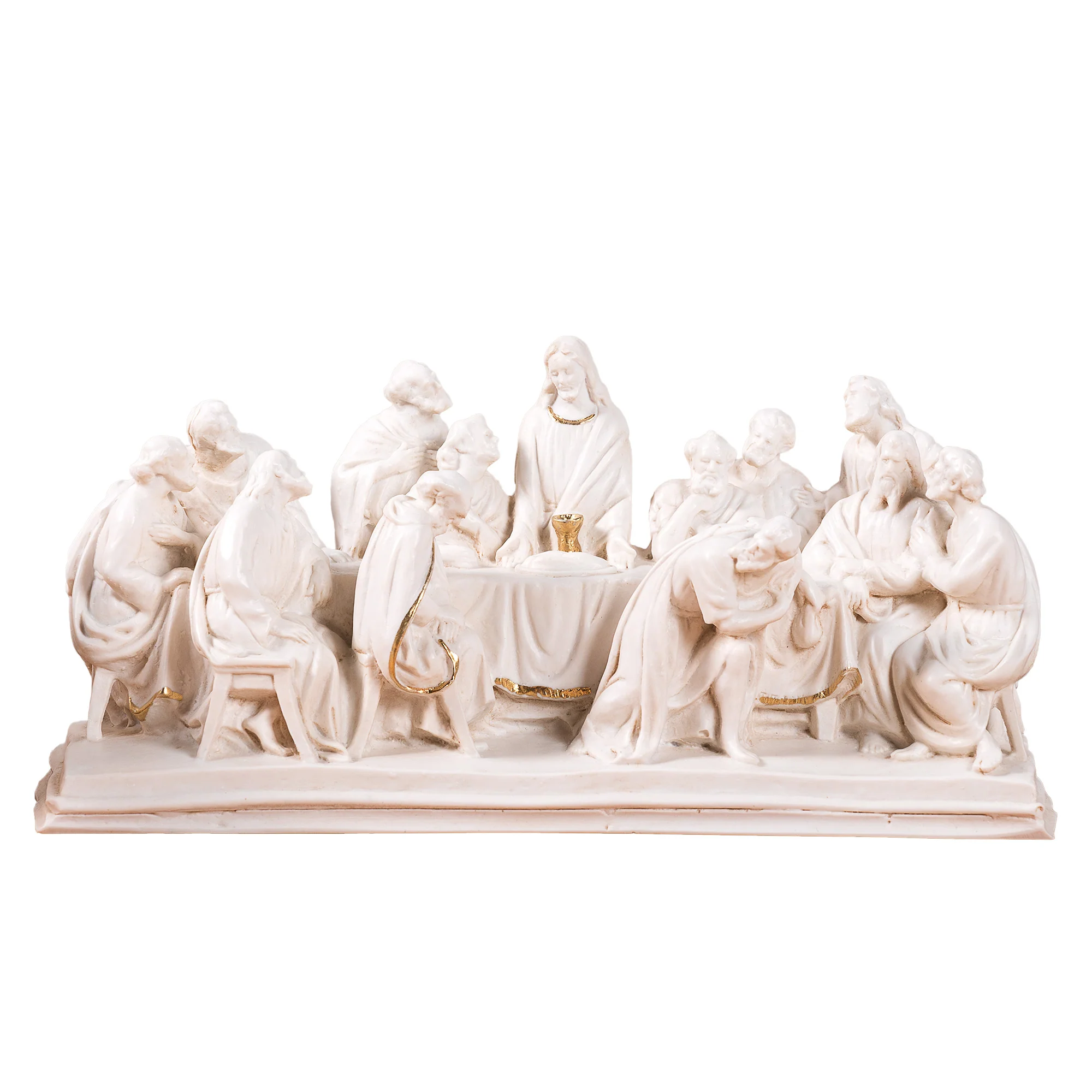Ivory & Gold Last Supper Sculpture - 10.2" - Image 4