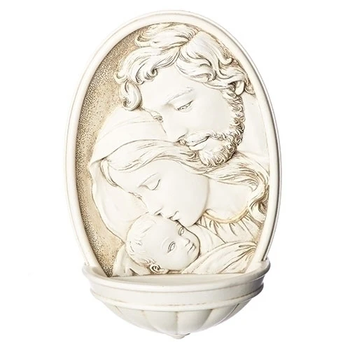Ivory Holy Family Holy Water Font - 8"