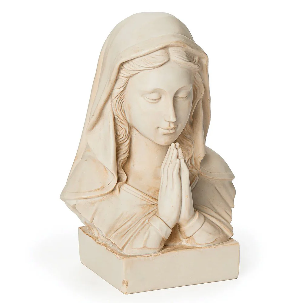 Ivory Praying Mary Bust Statue - 8"