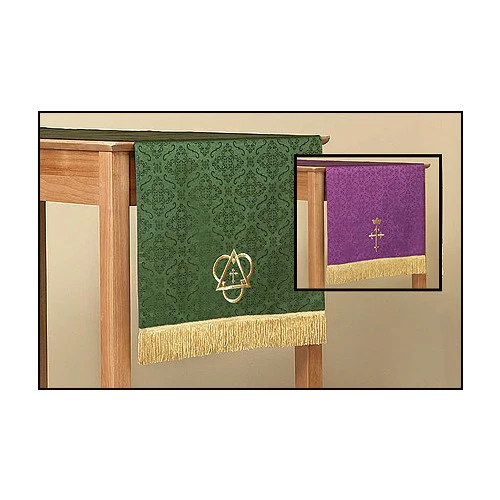 Jacquard Reversible Table Runner with Cross: Purple/Green