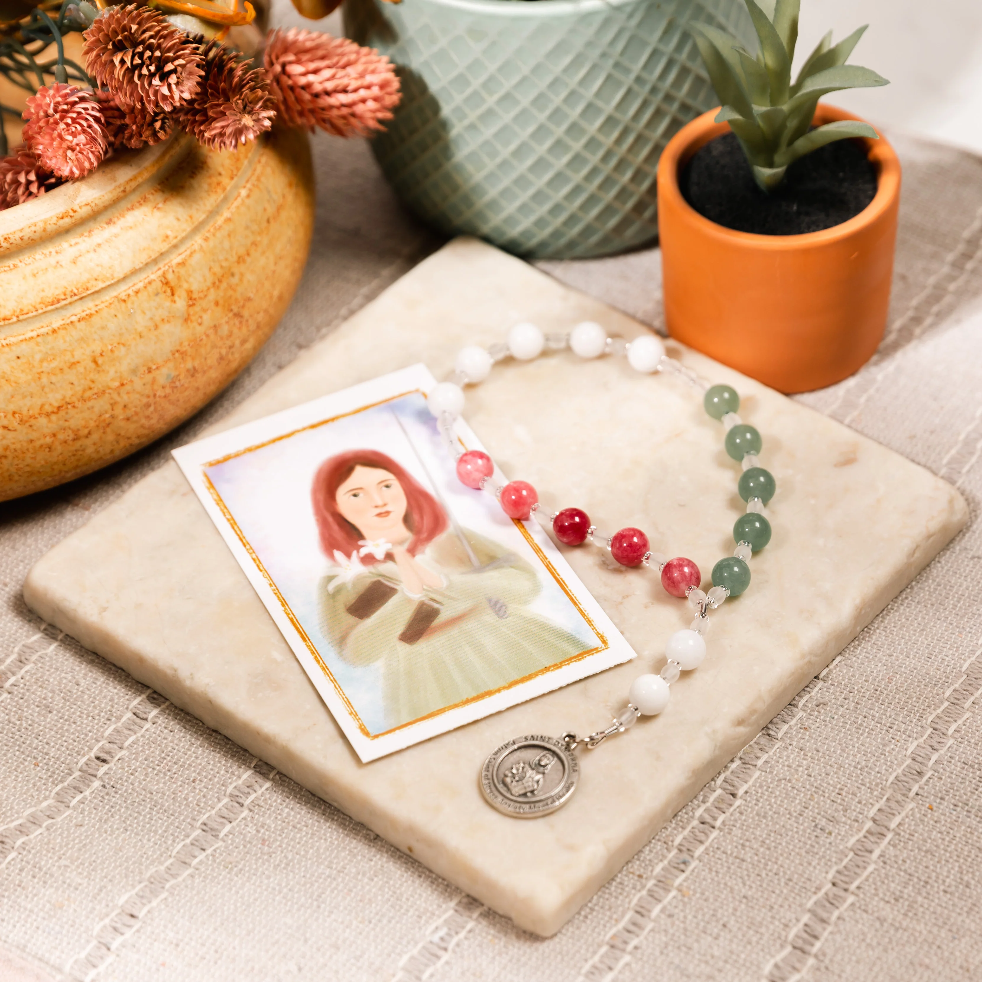 Jade & Aventurine Chaplet of St. Dymphna - Image 5