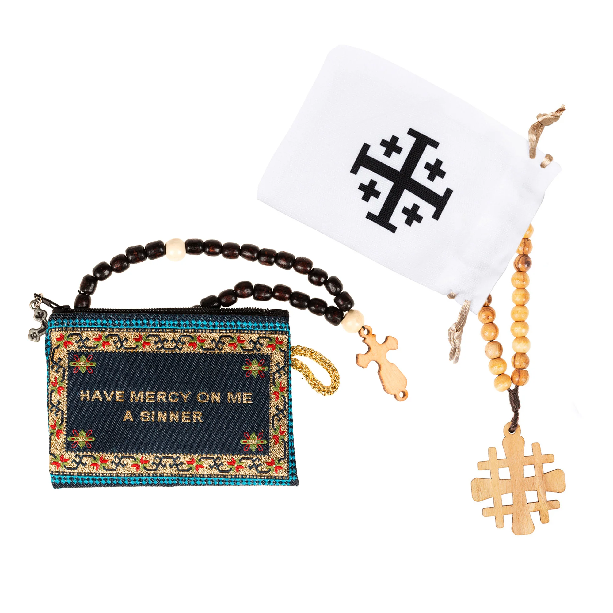 Jesus Beads & Jesus Prayer Pouch & Wooden Prayer Beads-30 Knot (Gift Set) - Image 2