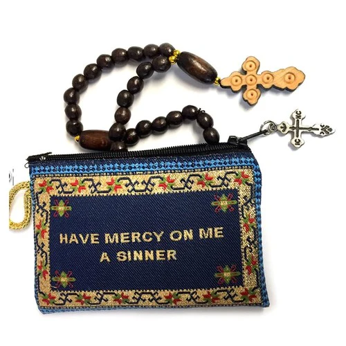 Jesus Prayer Pouch & Wooden Prayer Beads-30 Knot - Image 4