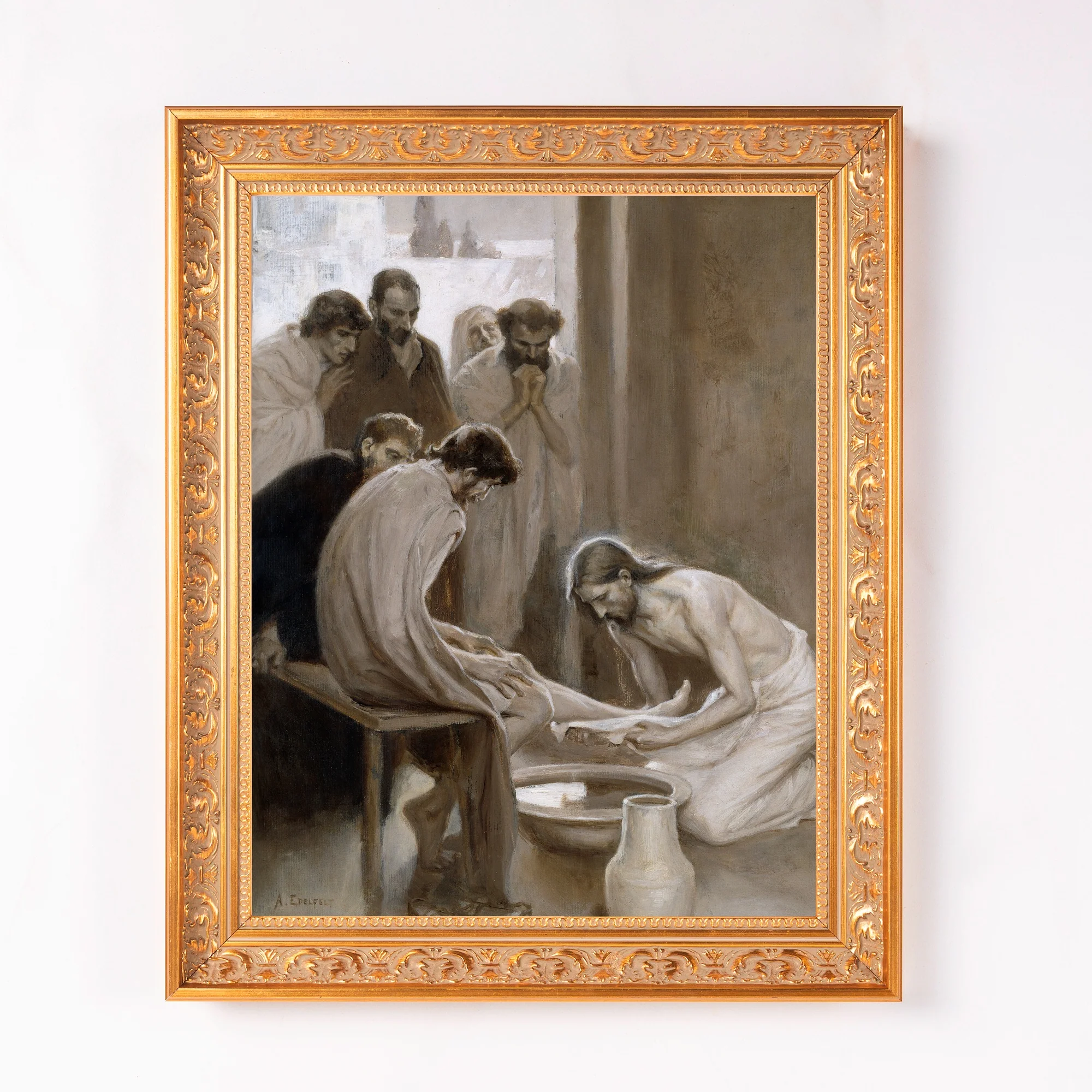 Jesus Washing the Feet of His Disciples Framed Canvas - Sacred Classics Collection - Image 2