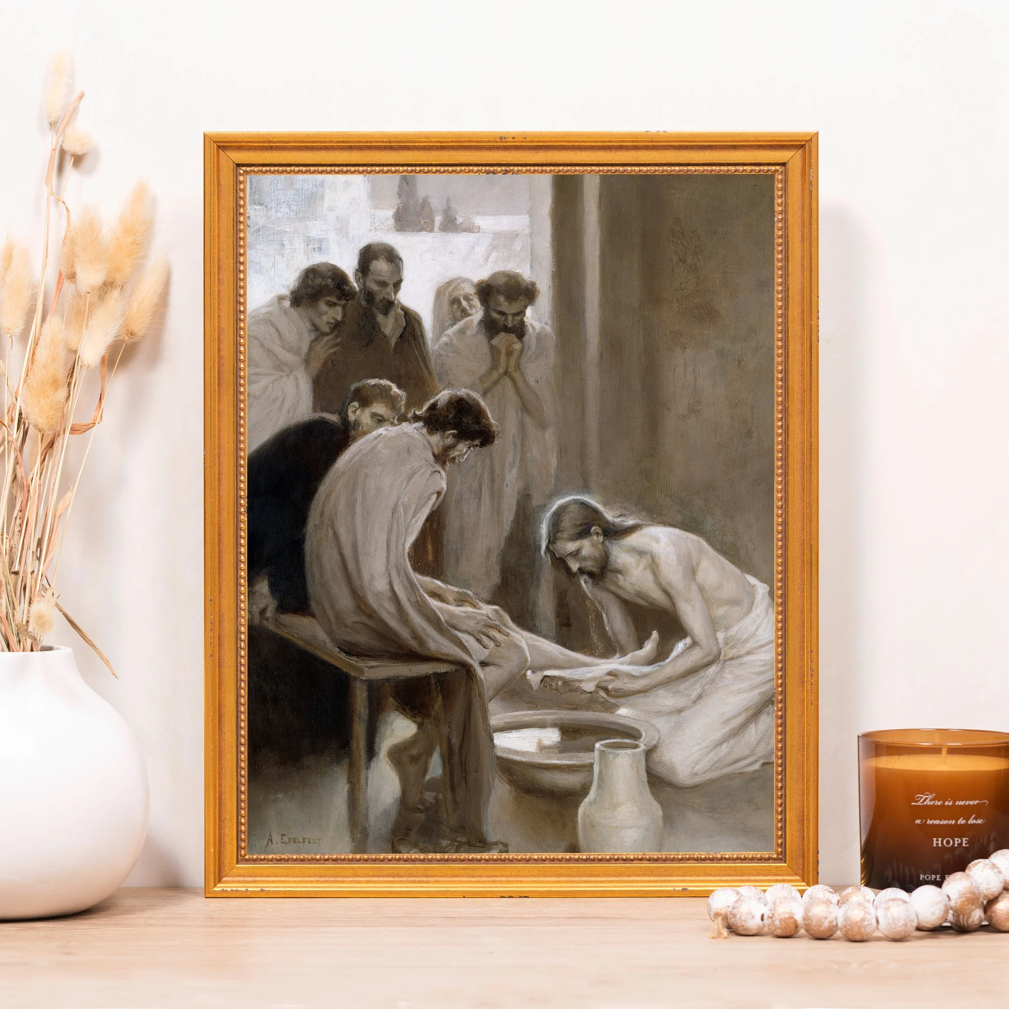Jesus Washing the Feet of His Disciples Framed Canvas - Sacred Classics Collection - Image 4