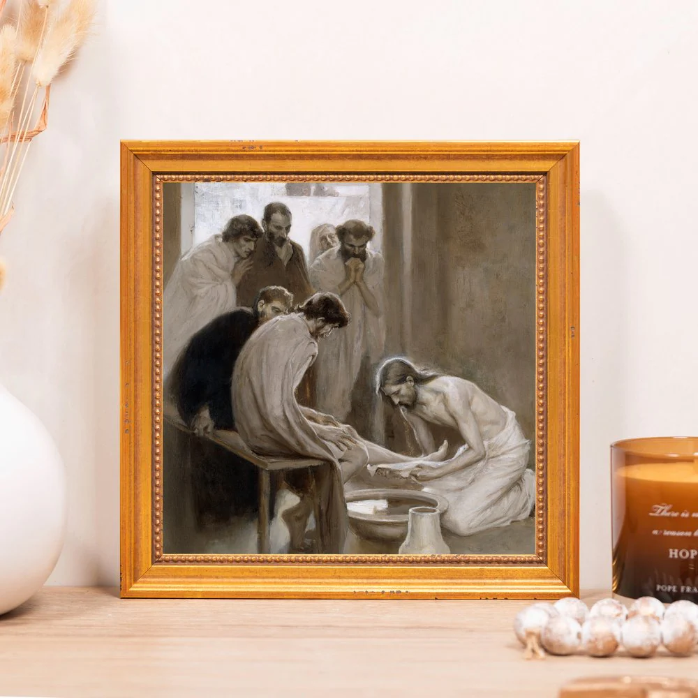 Jesus Washing the Feet of His Disciples Framed Canvas - Sacred Mini Collection - Image 8