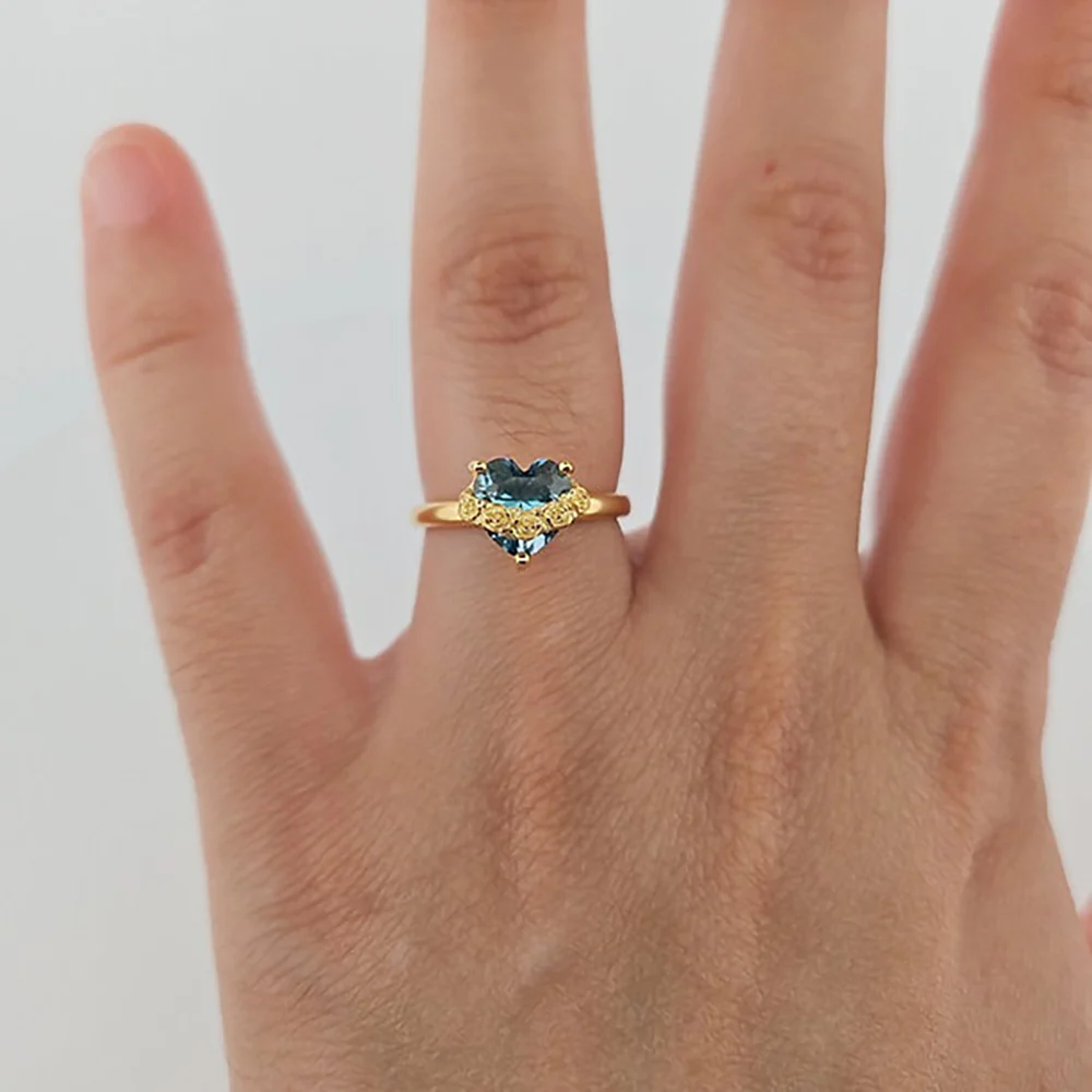 Jeweled Immaculate Heart Ring - Silver or Gold