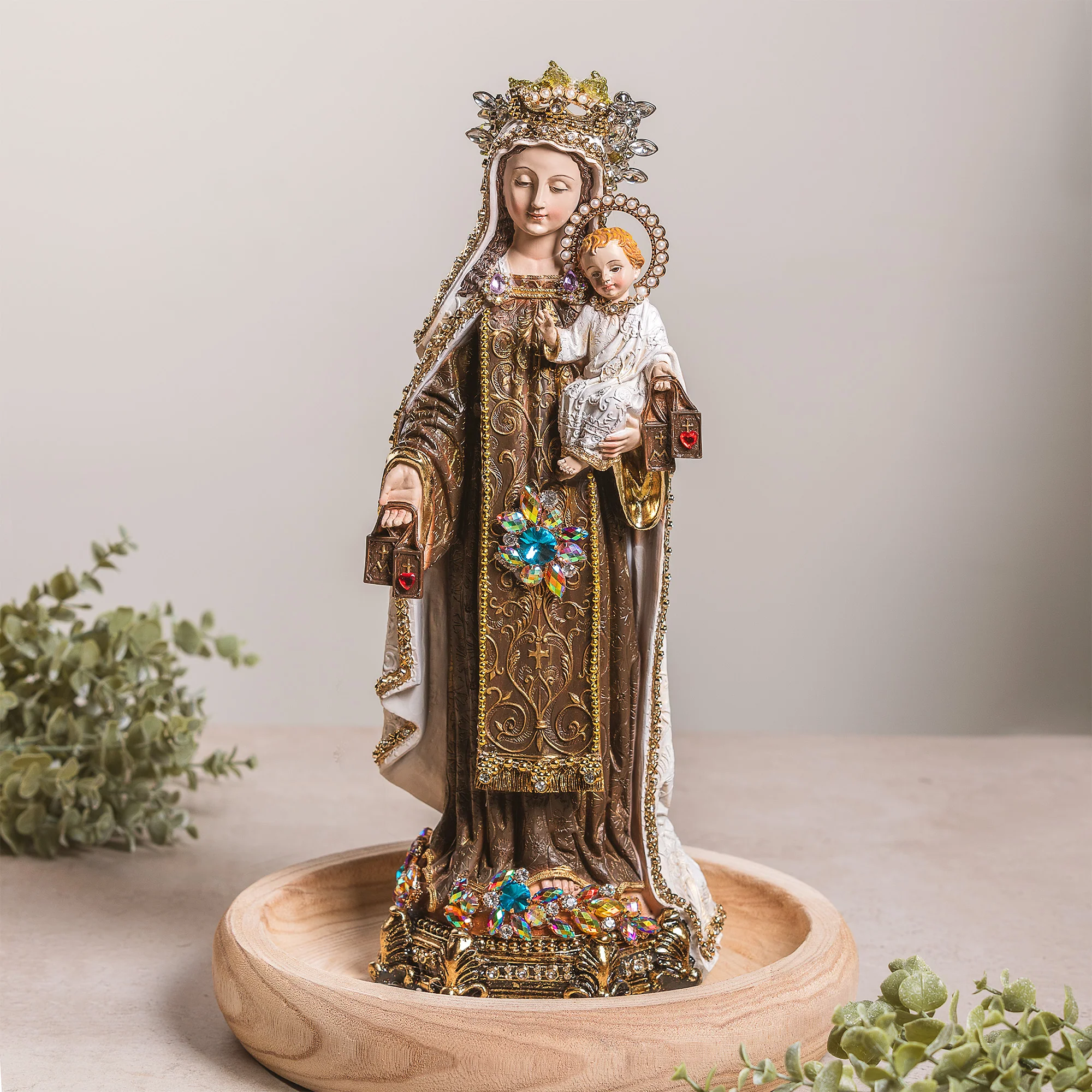 Jeweled Our Lady of Mt. Carmel Statue - 16"