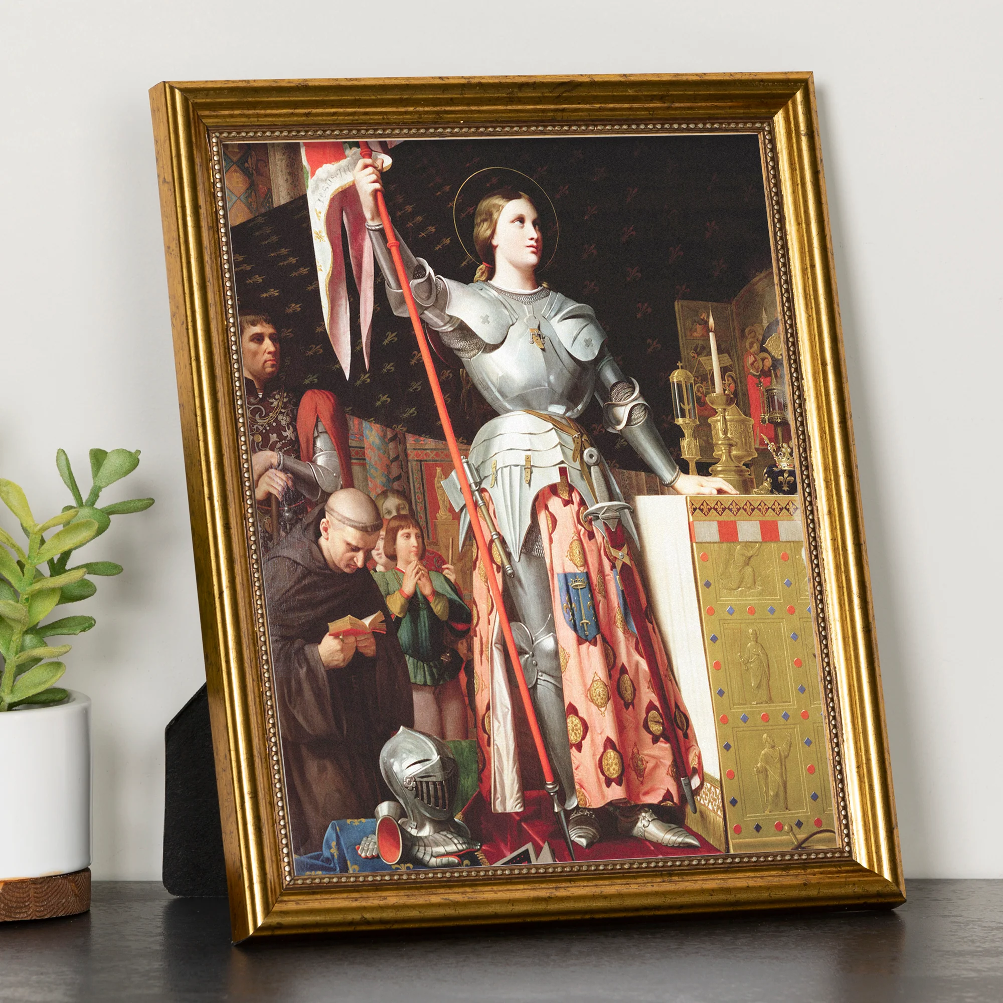 Joan of Arc Antique Gold Framed Print - Multiple Sizes