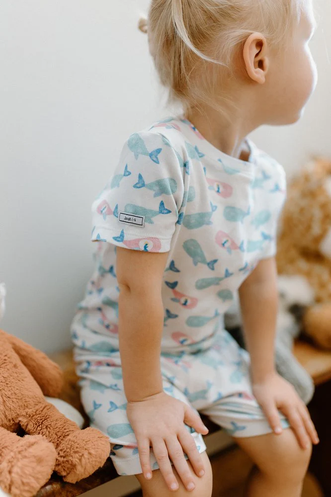Jonah & the Whale Teal/Pink Soft & Comfy Kids Pajamas - Image 3