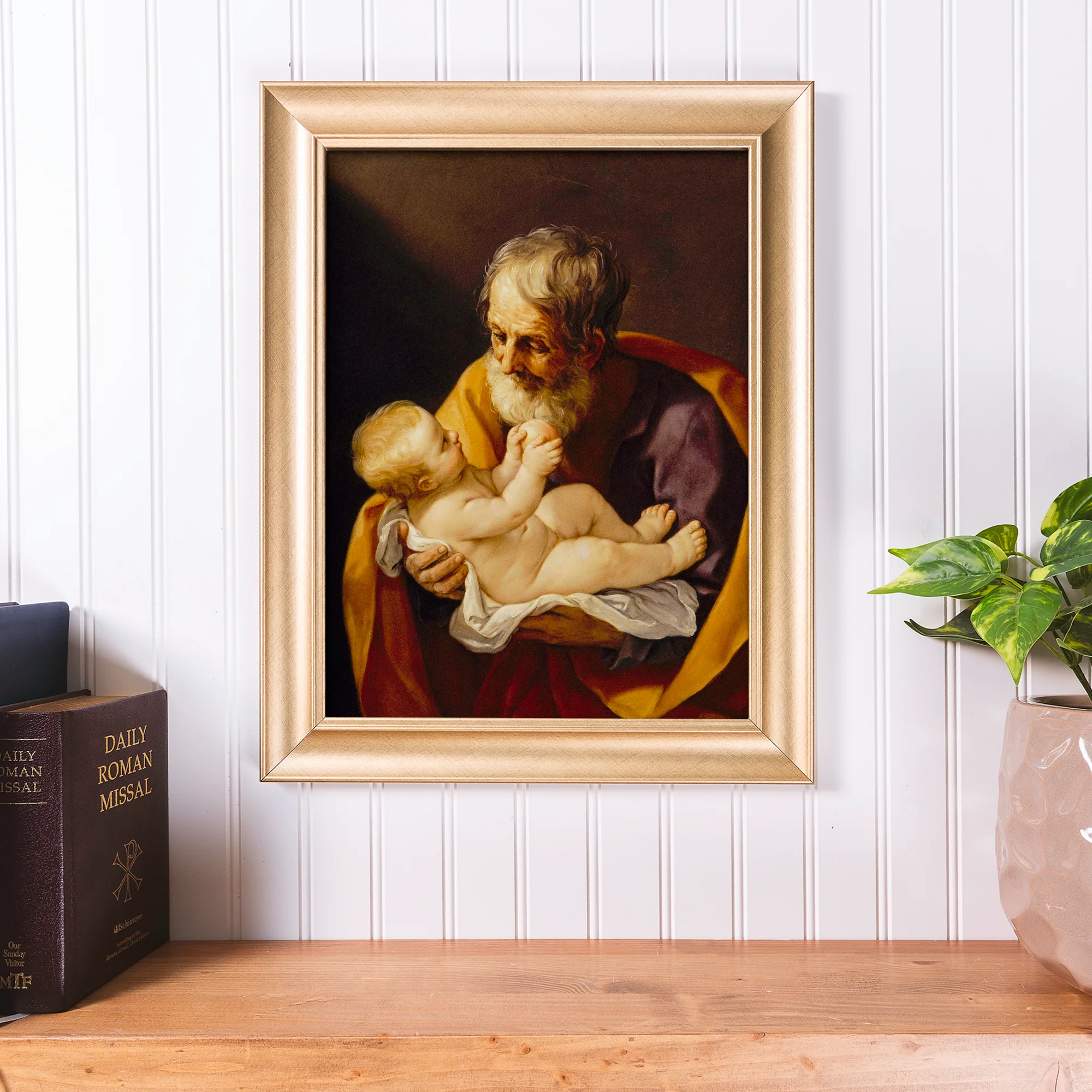 Joseph & the Christ Child Antique Gold Framed Print - Multiple Sizes - Image 3
