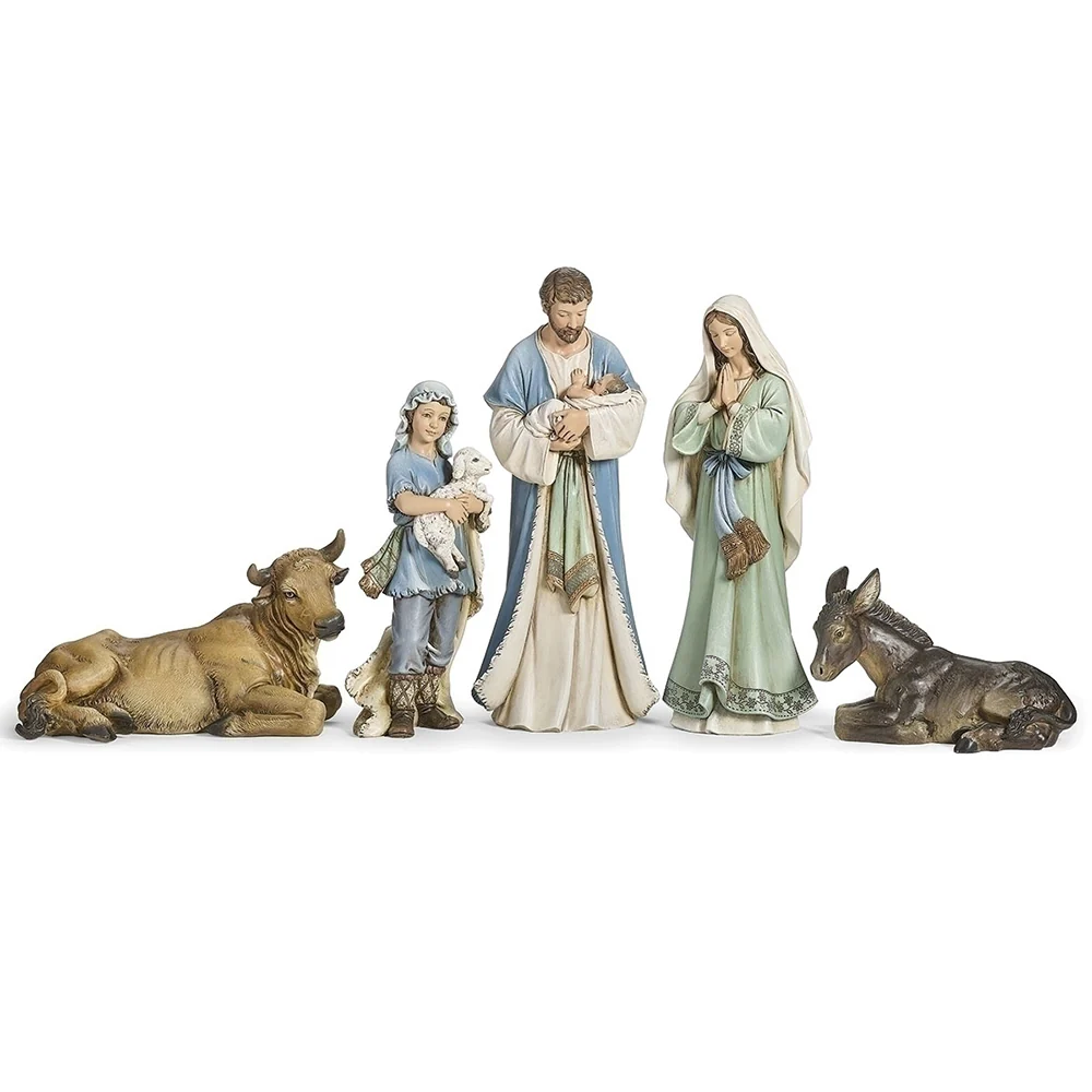 Joseph's Studio Blue Green Nativity - 5 Pieces - Image 2
