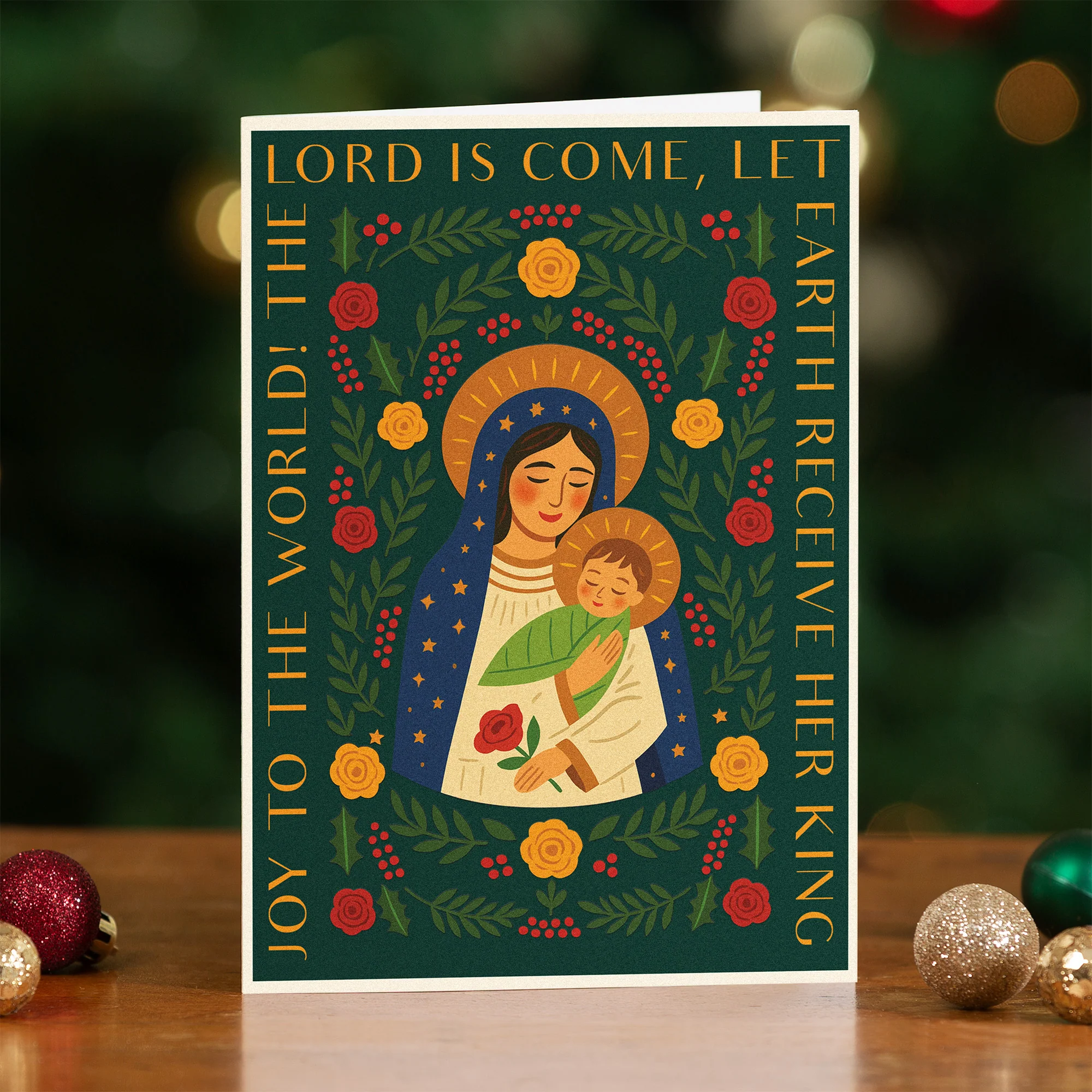 Joy to the World Folk Art Christmas Cards - Set of 20