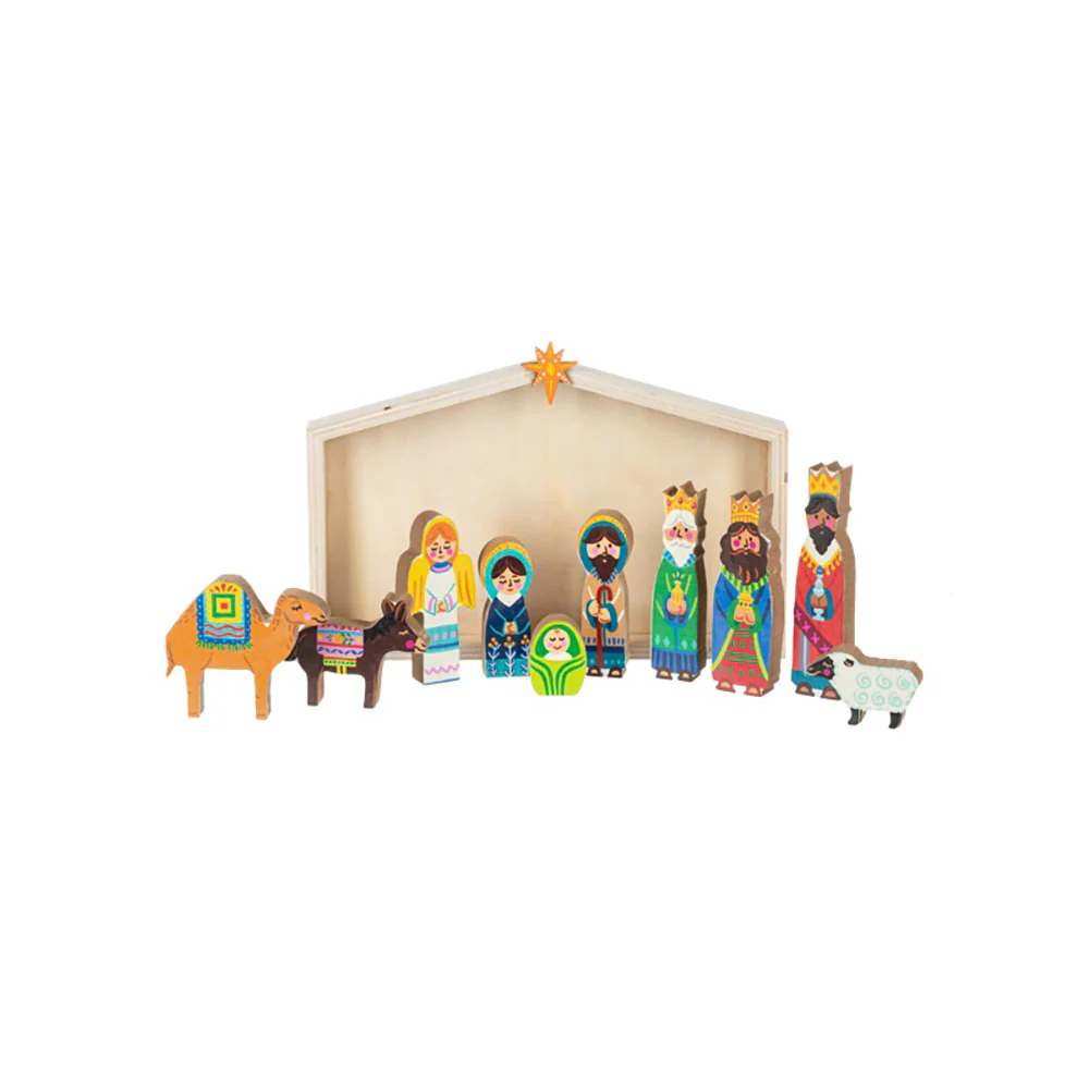 Joyful & Bright Kids Wooden Nativity Scene with Creche Box - 11 Pieces - Image 10