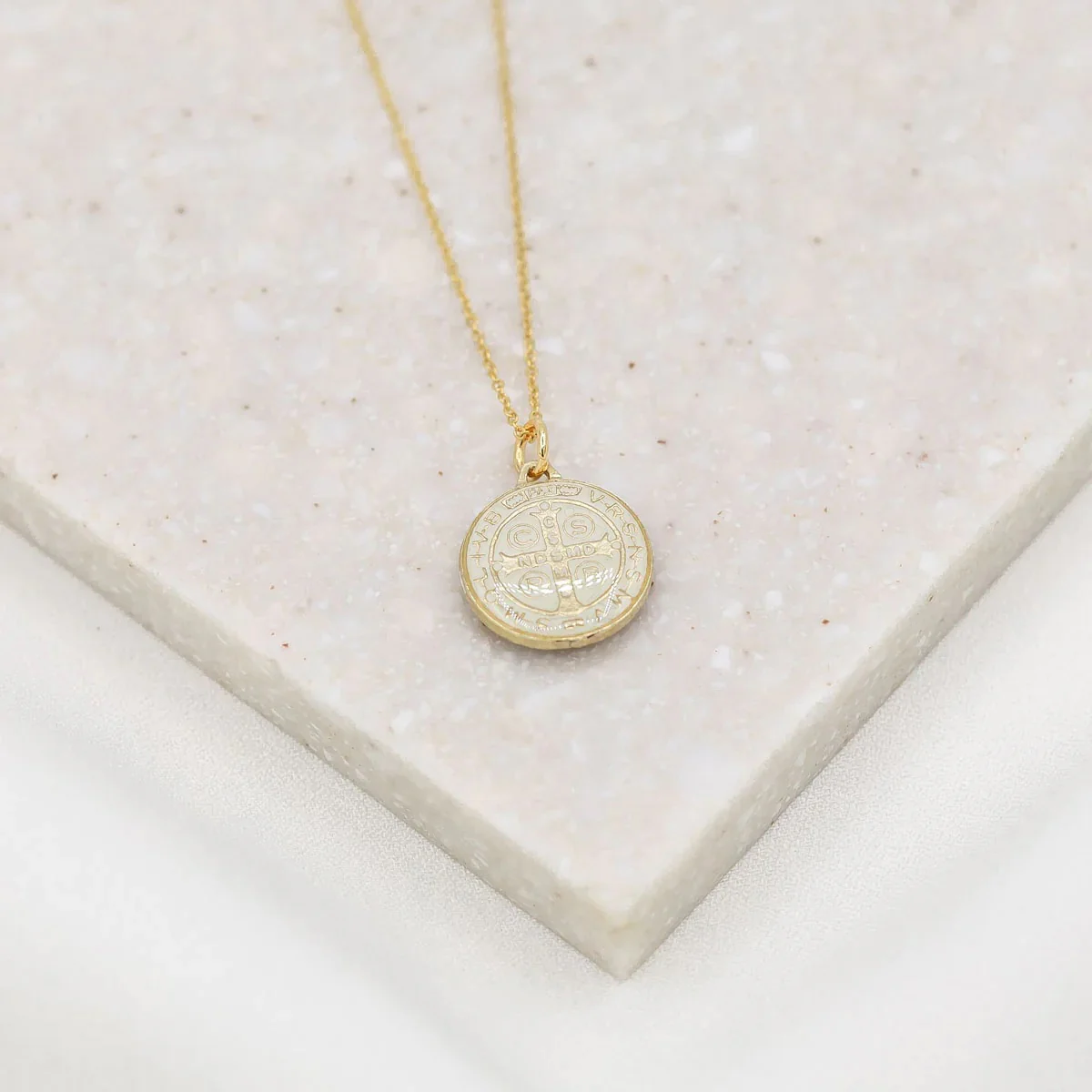 Jubilee Medal of St. Benedict Necklace - White