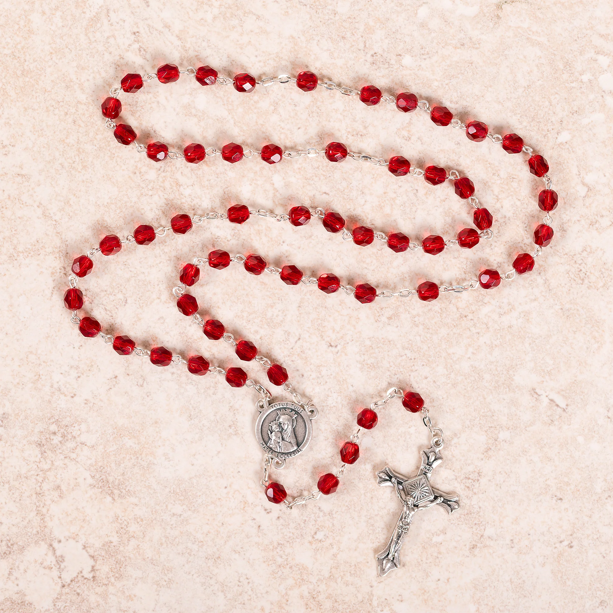 Jubilee of Hope Red Glass Rosary - Image 2