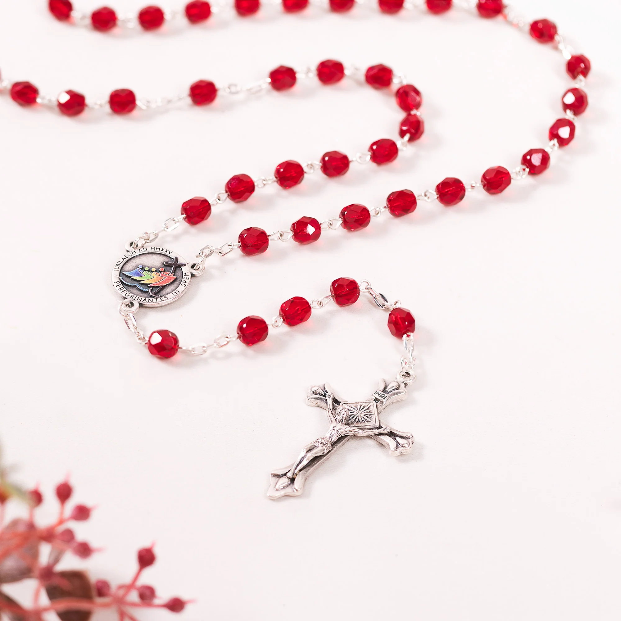 Jubilee of Hope Red Glass Rosary - Image 3
