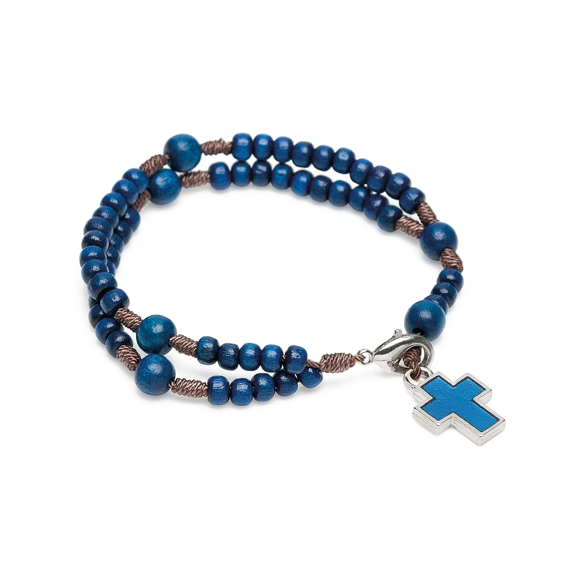 Kids Blue Wooden Rosary Bracelet - Image 2