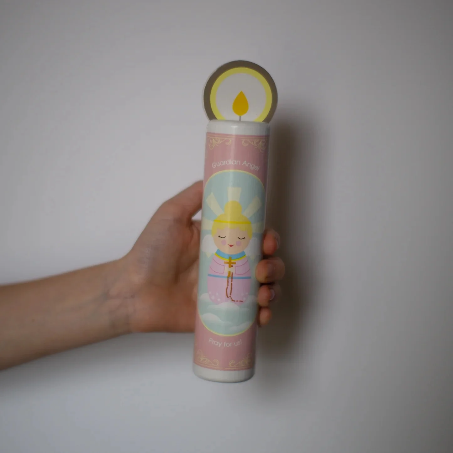 Kids Guardian Angel Wooden Prayer Candle - Image 4